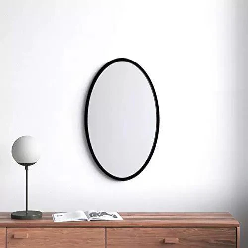 Elegant Circle Wall Mirror with Slim Black Frame - Image 3