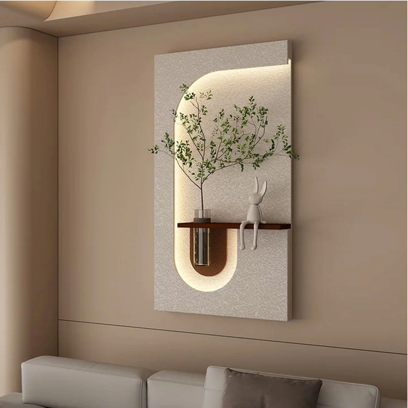 Elegant Decorative LED Light Wall Panel with Planter for Home & Office Spaces - Image 3