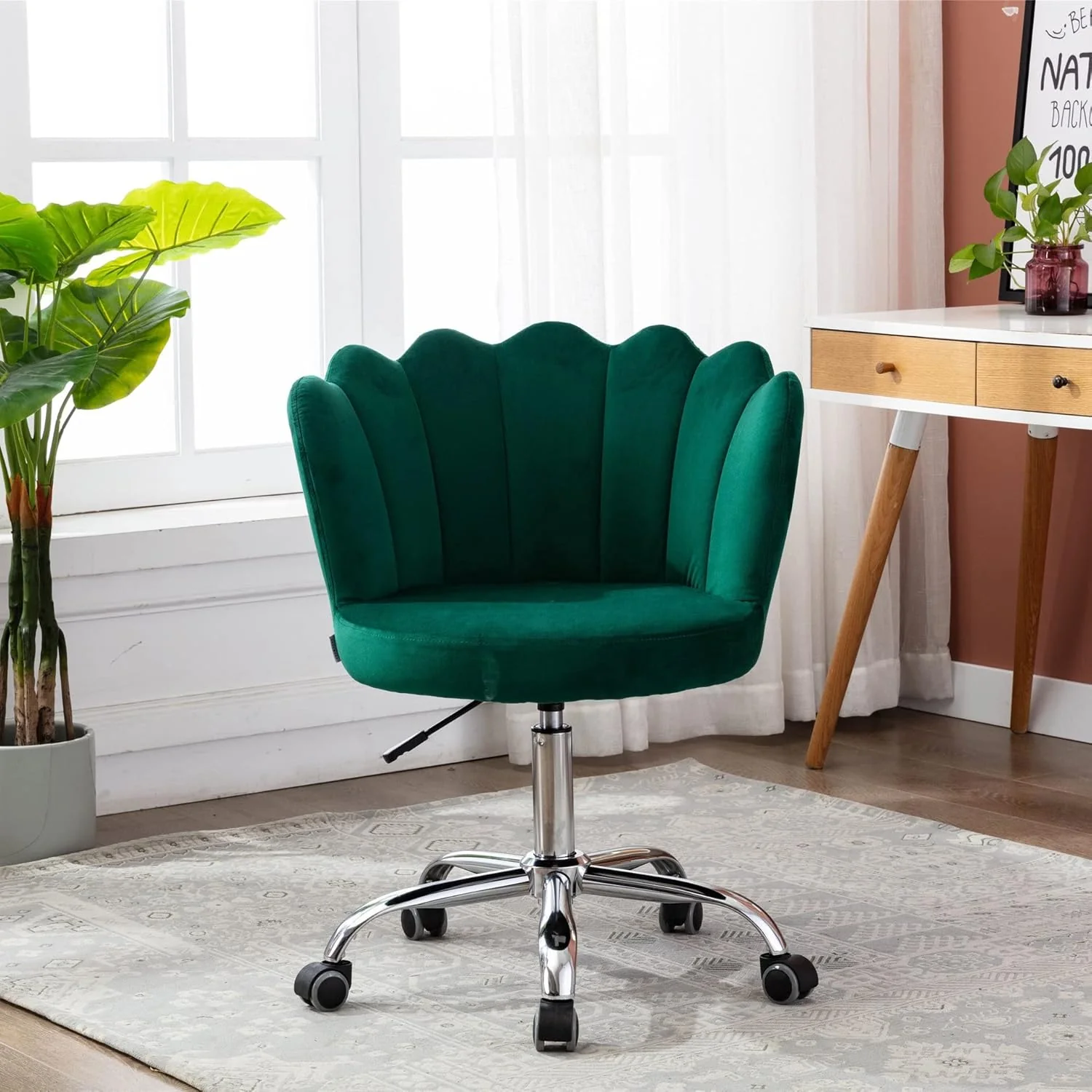 Elegant Emerald Green Accent Chair with Adjustable Height - Image 6
