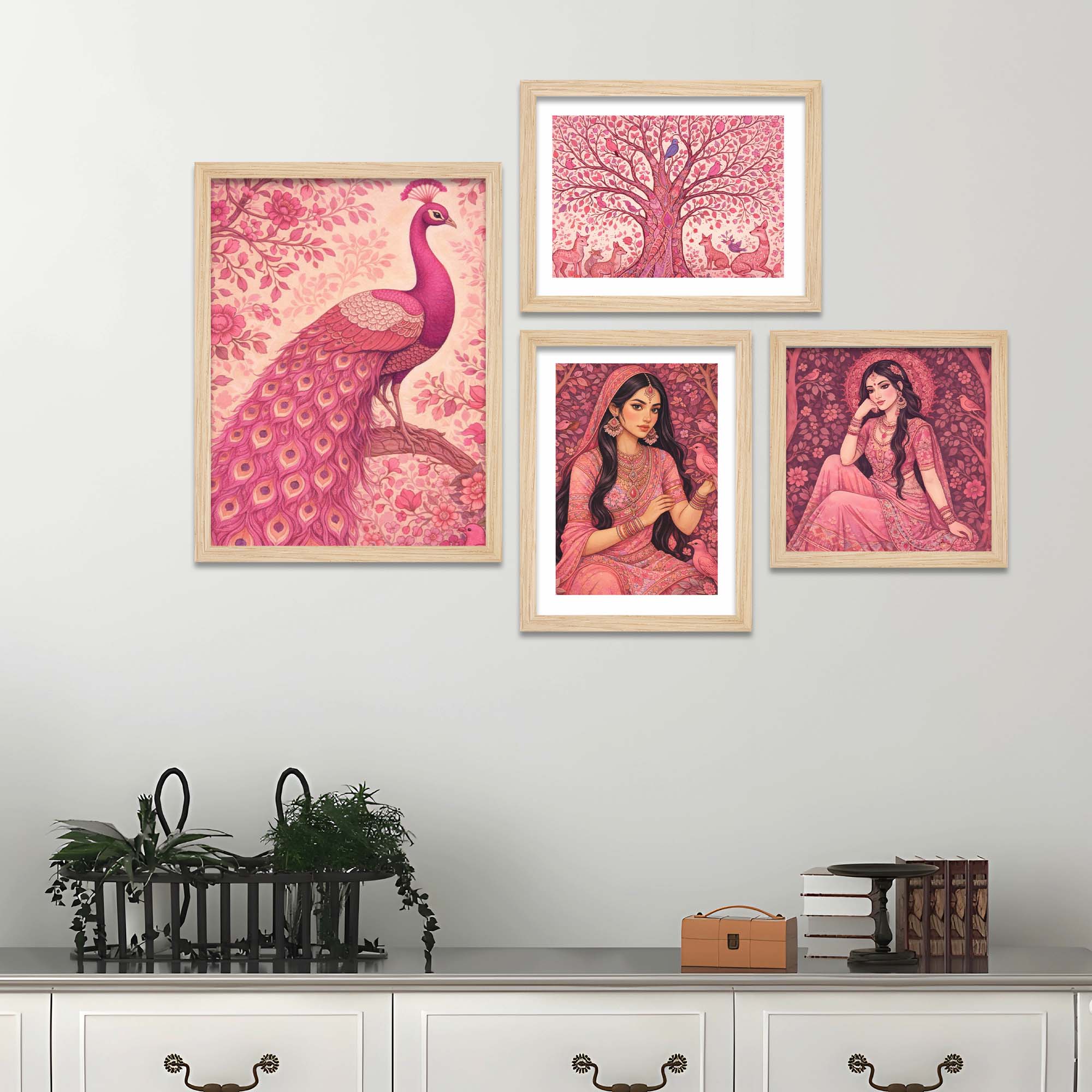 Elegant Feminine Ethnic Wall Frame Set of Four - Image 3