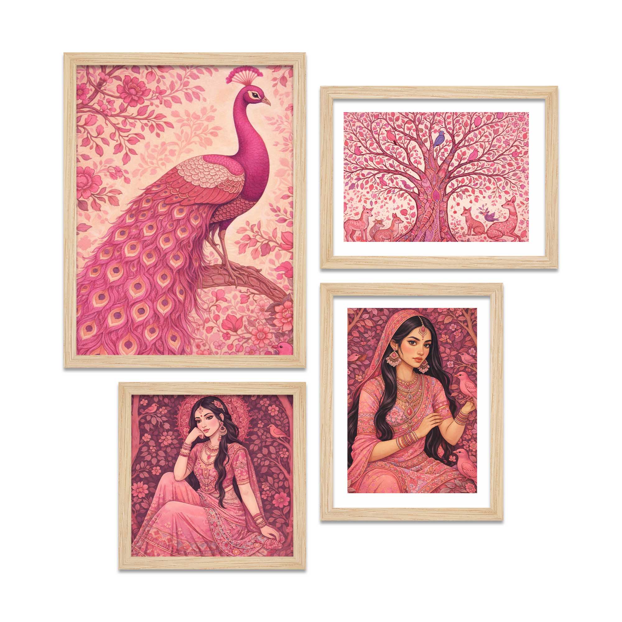 Elegant Feminine Ethnic Wall Frame Set of Four - Image 4