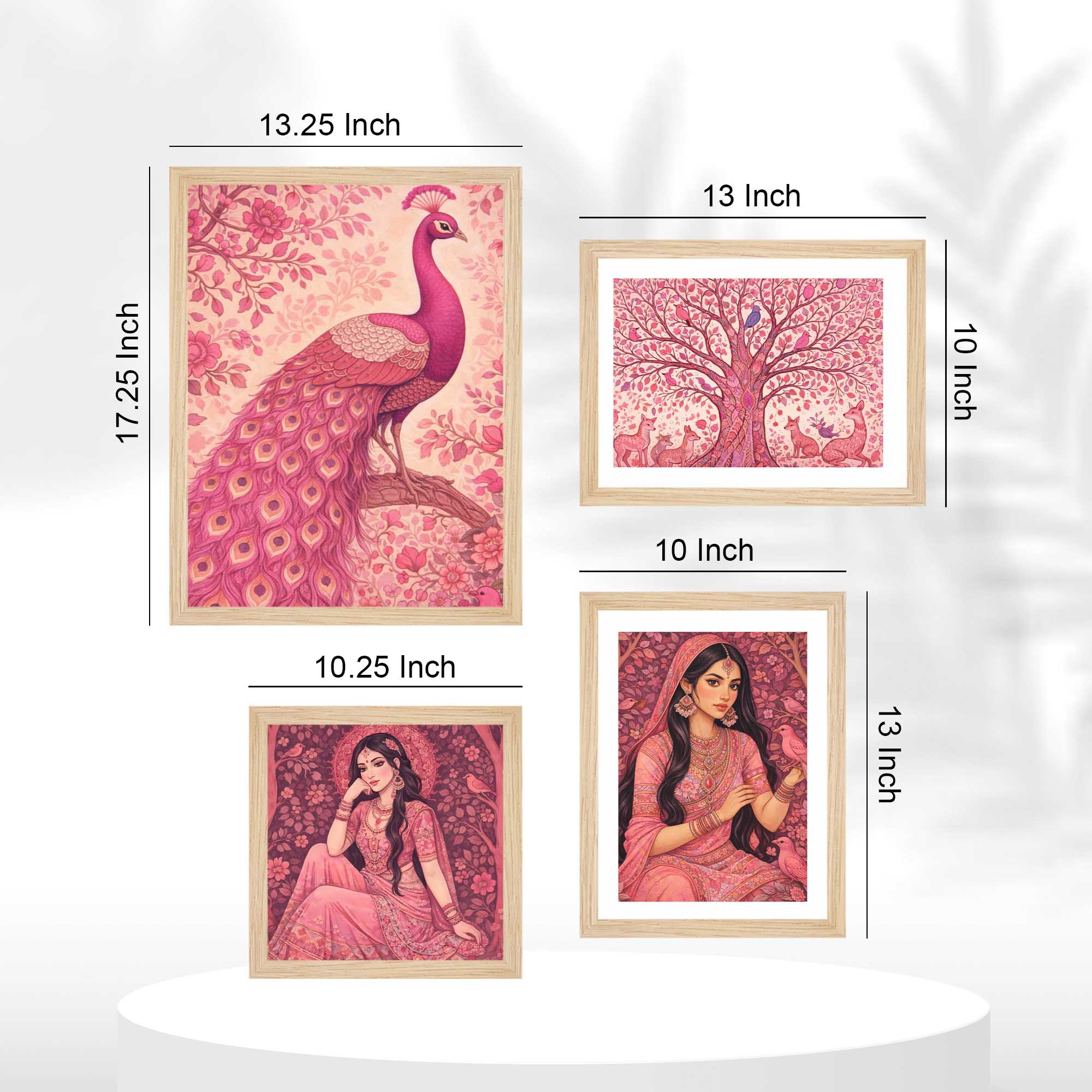 Elegant Feminine Ethnic Wall Frame Set of Four - Image 5