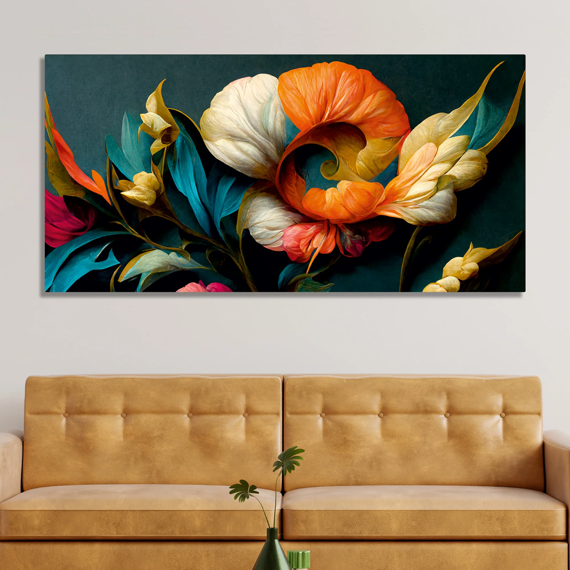 Elegant Floral Flower Artistic Art Canvas Wall Painting - Image 3