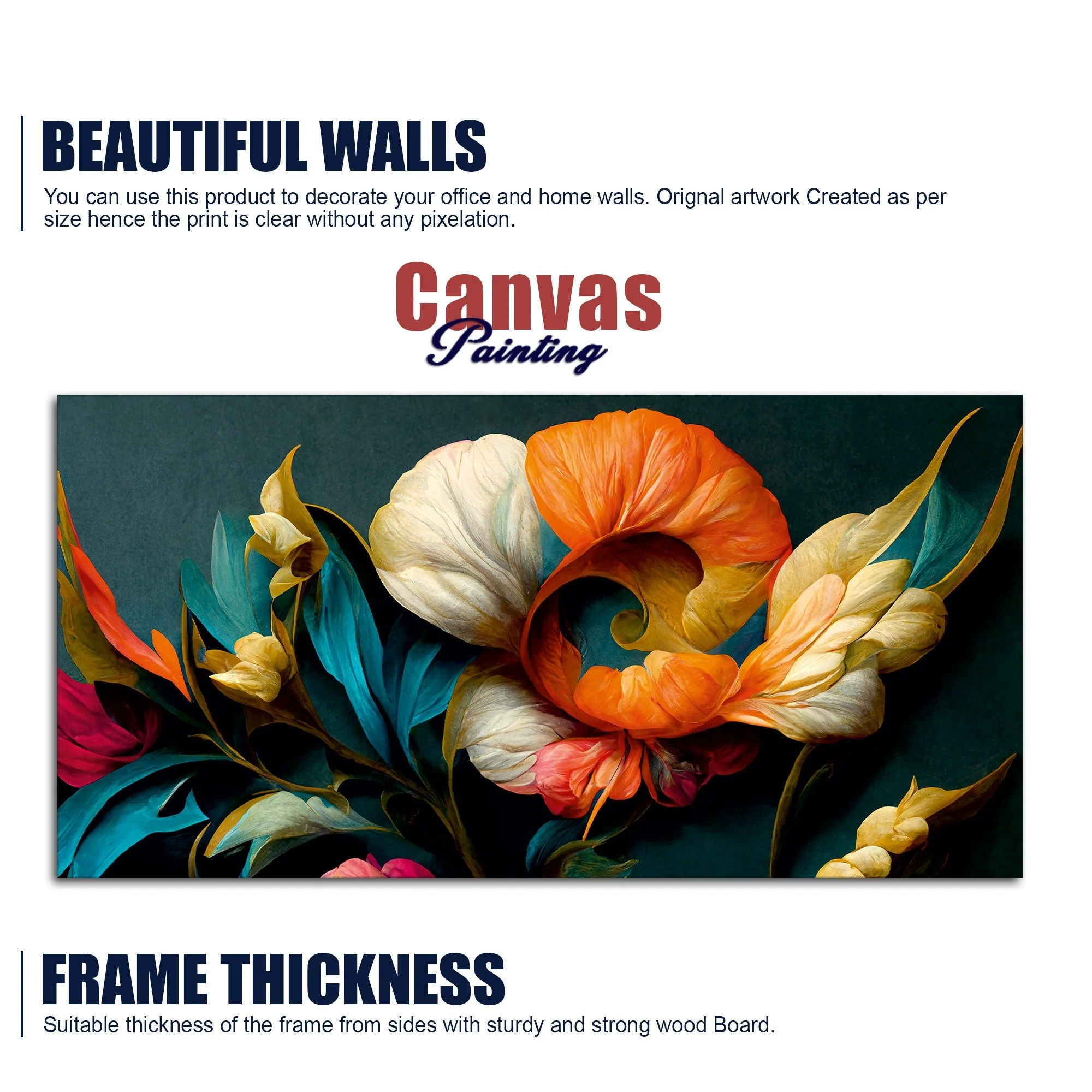 Elegant Floral Flower Artistic Art Canvas Wall Painting - Image 6