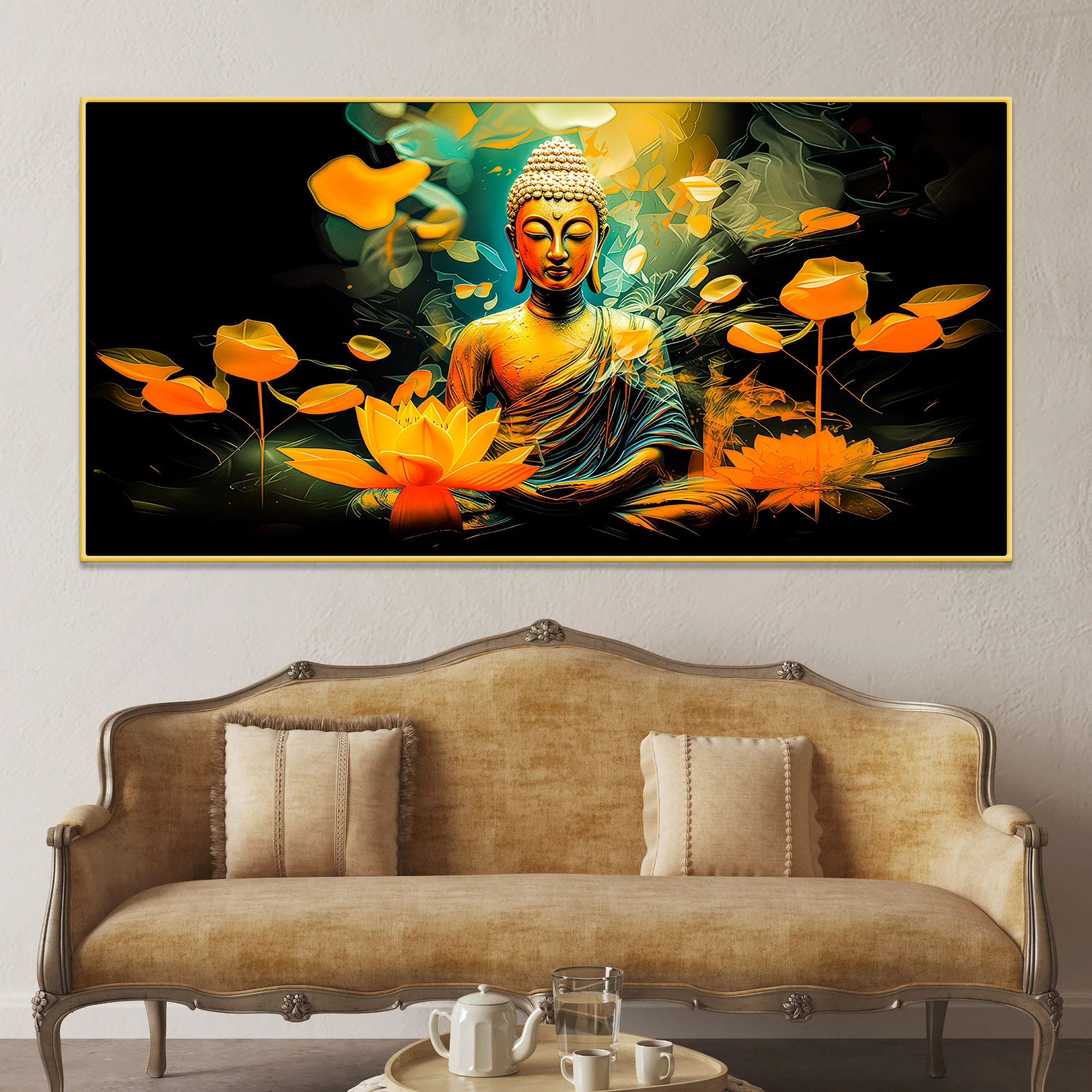 Elegant Gautam Buddha Canvas Wall Painting for Peaceful Home Decor