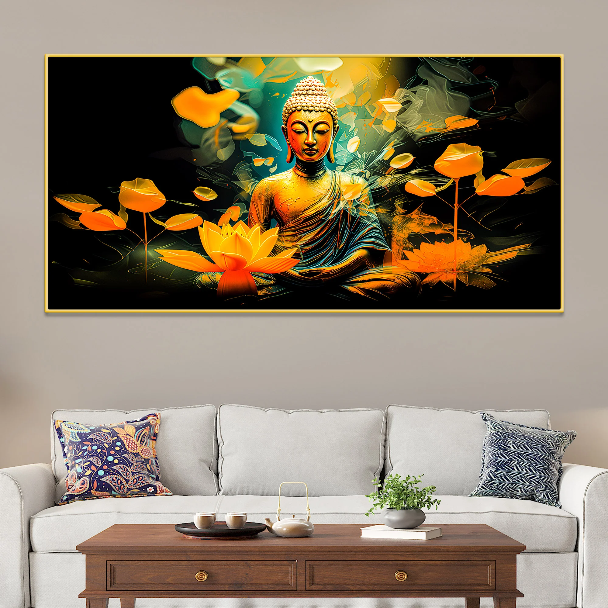 Elegant Gautam Buddha Canvas Wall Painting for Peaceful Home Decor - Image 2