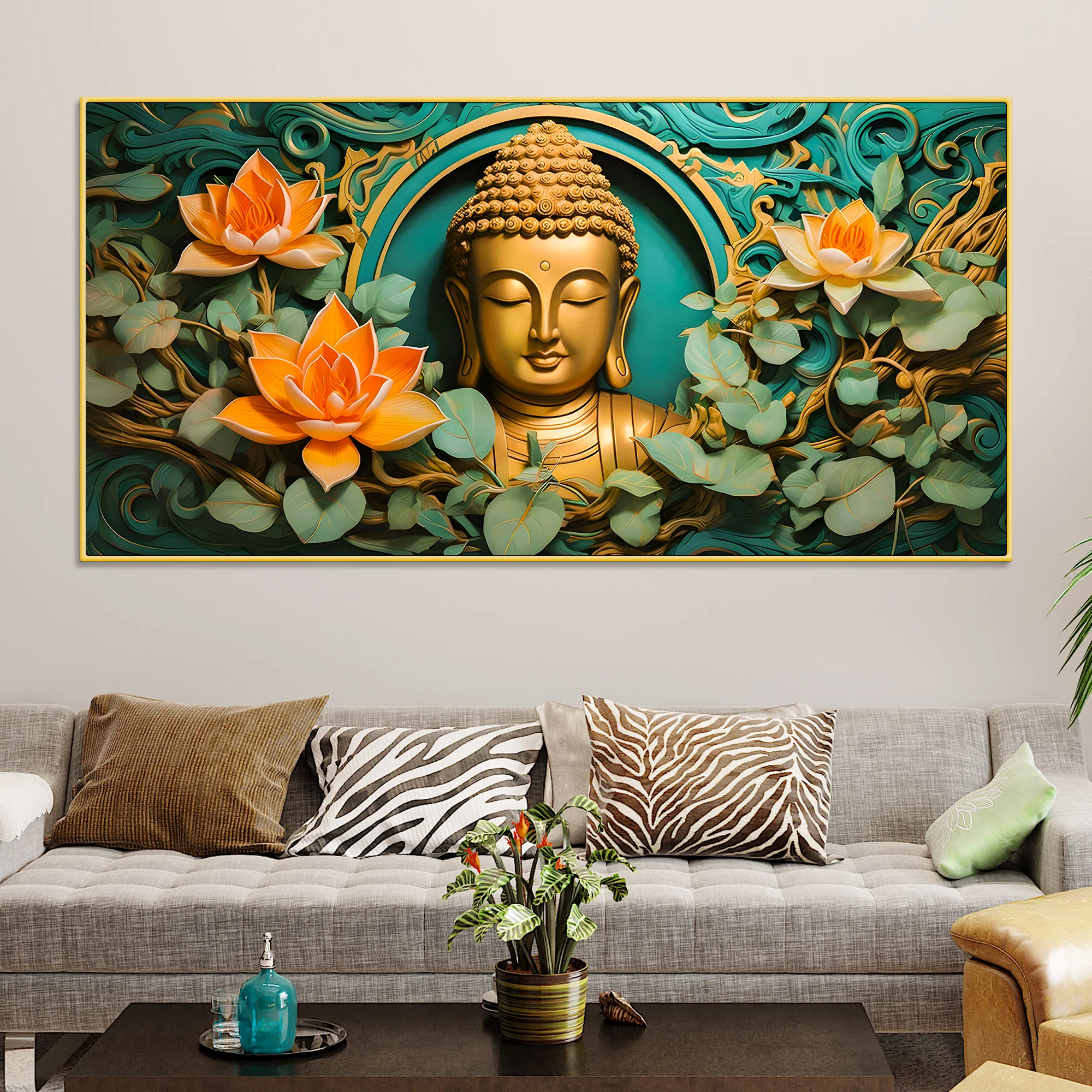 Elegant Gautam Buddha Wall Décor Painting for Modern Living Room Décor
