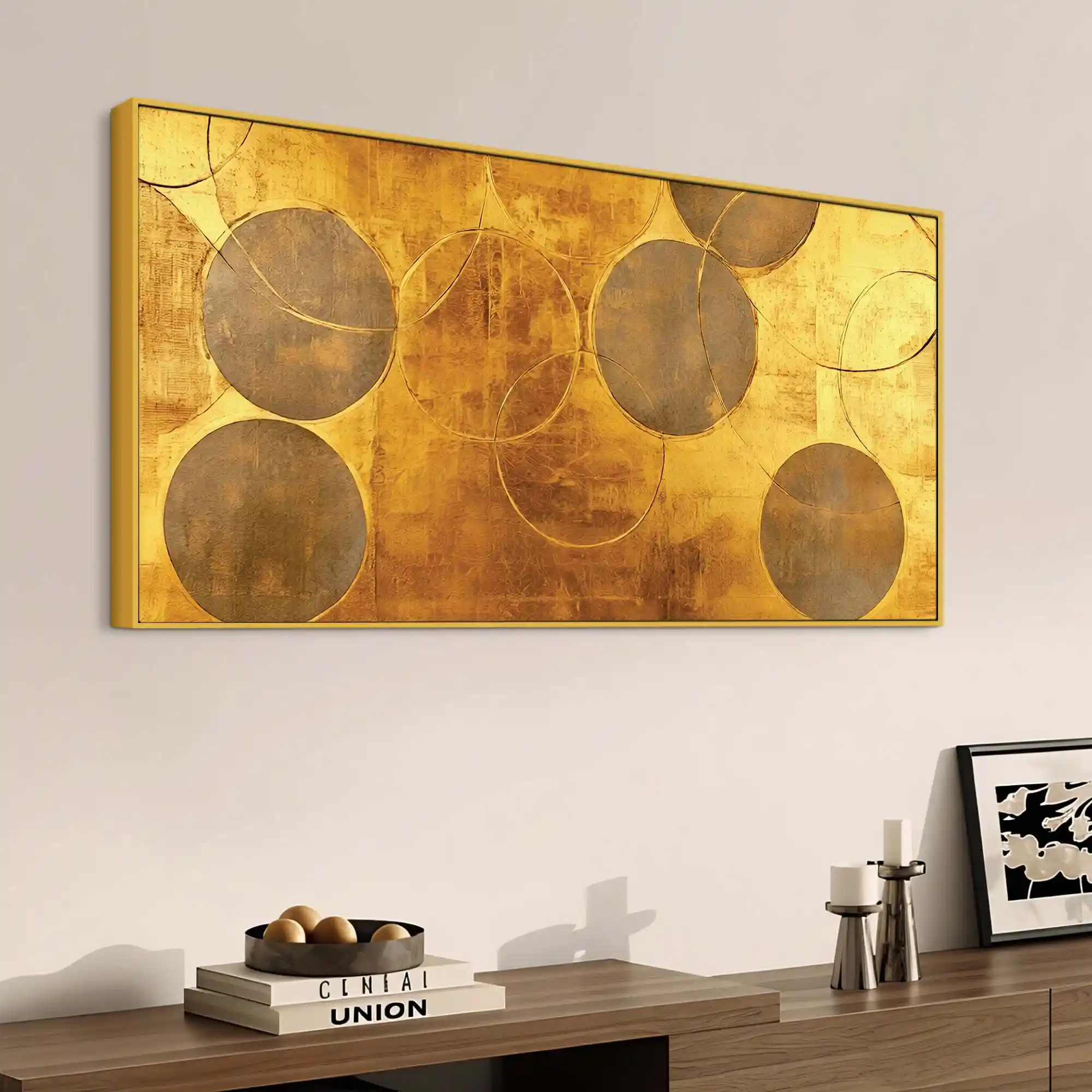 Elegant Gold Abstract Circle Canvas Wall Painting for Home & Office - Image 5