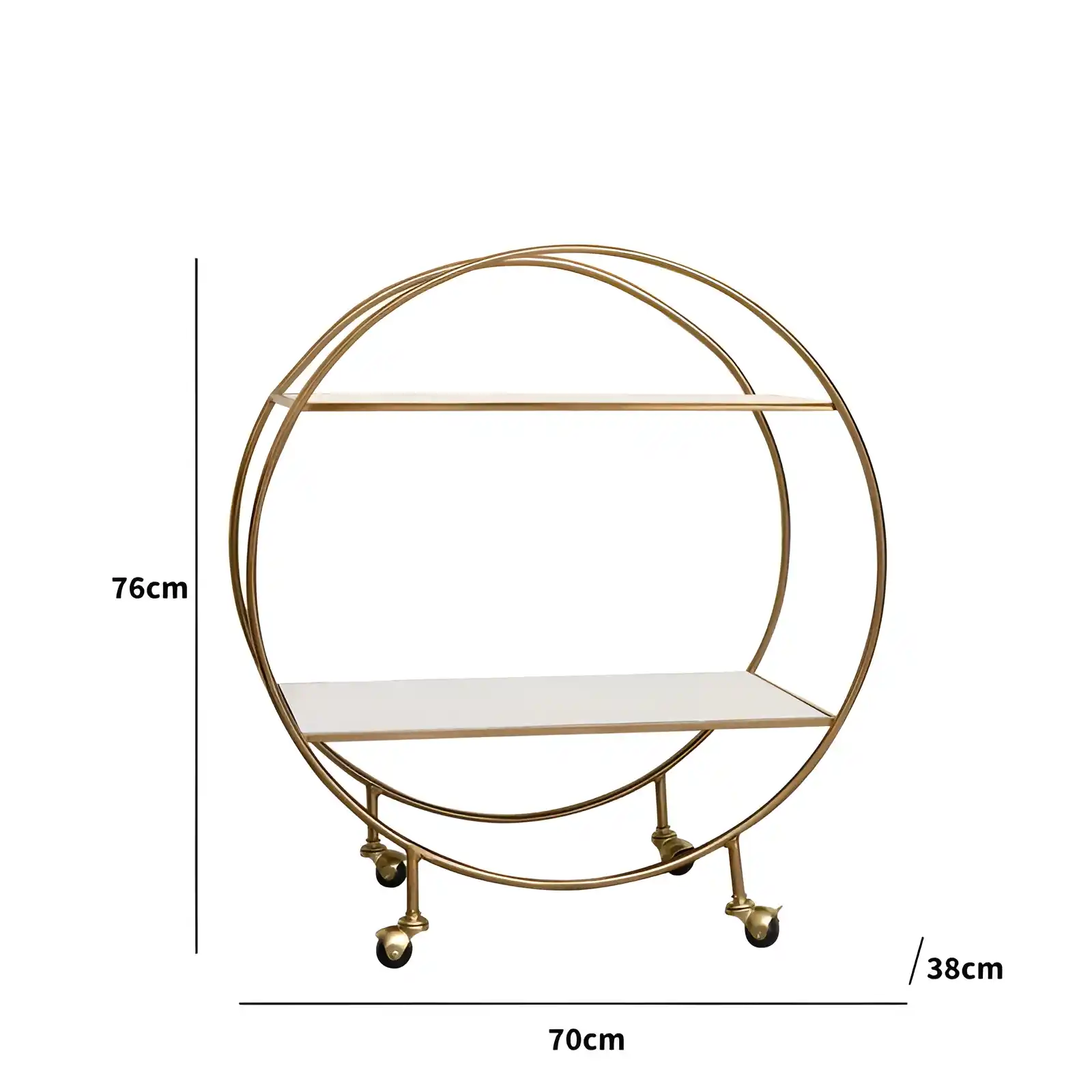 Elegant Gold & Marble Round Bar Cart Drinks Trolley - Image 8
