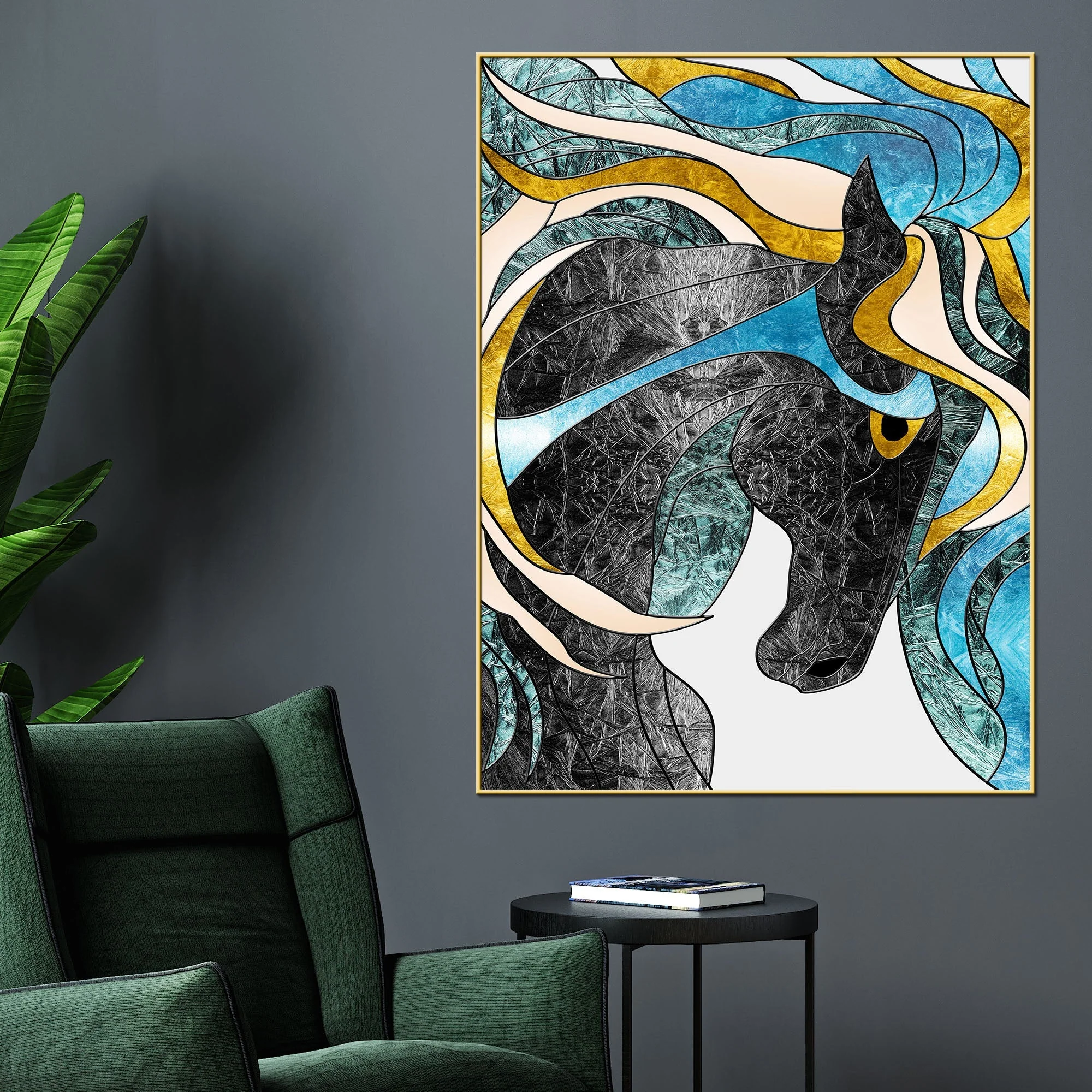 Elegant Hair Of The Black Unicorn Cotton Canvas Wall Painting - Image 2