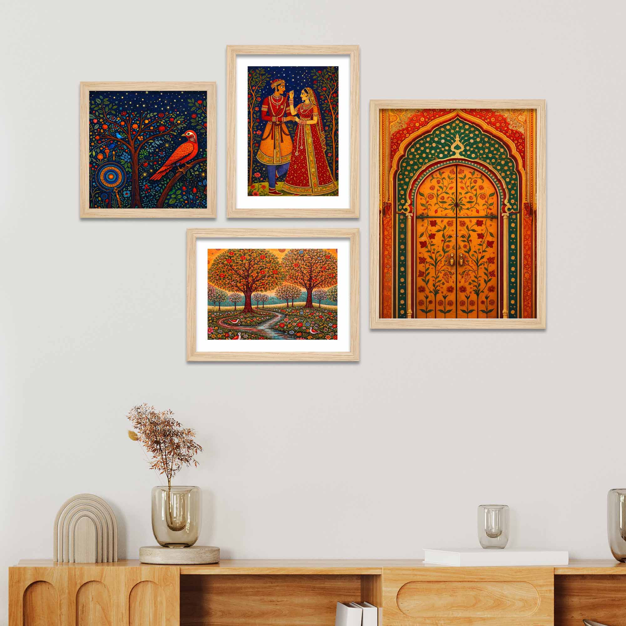 Elegant Indian Culture Wall Frame Set of Four