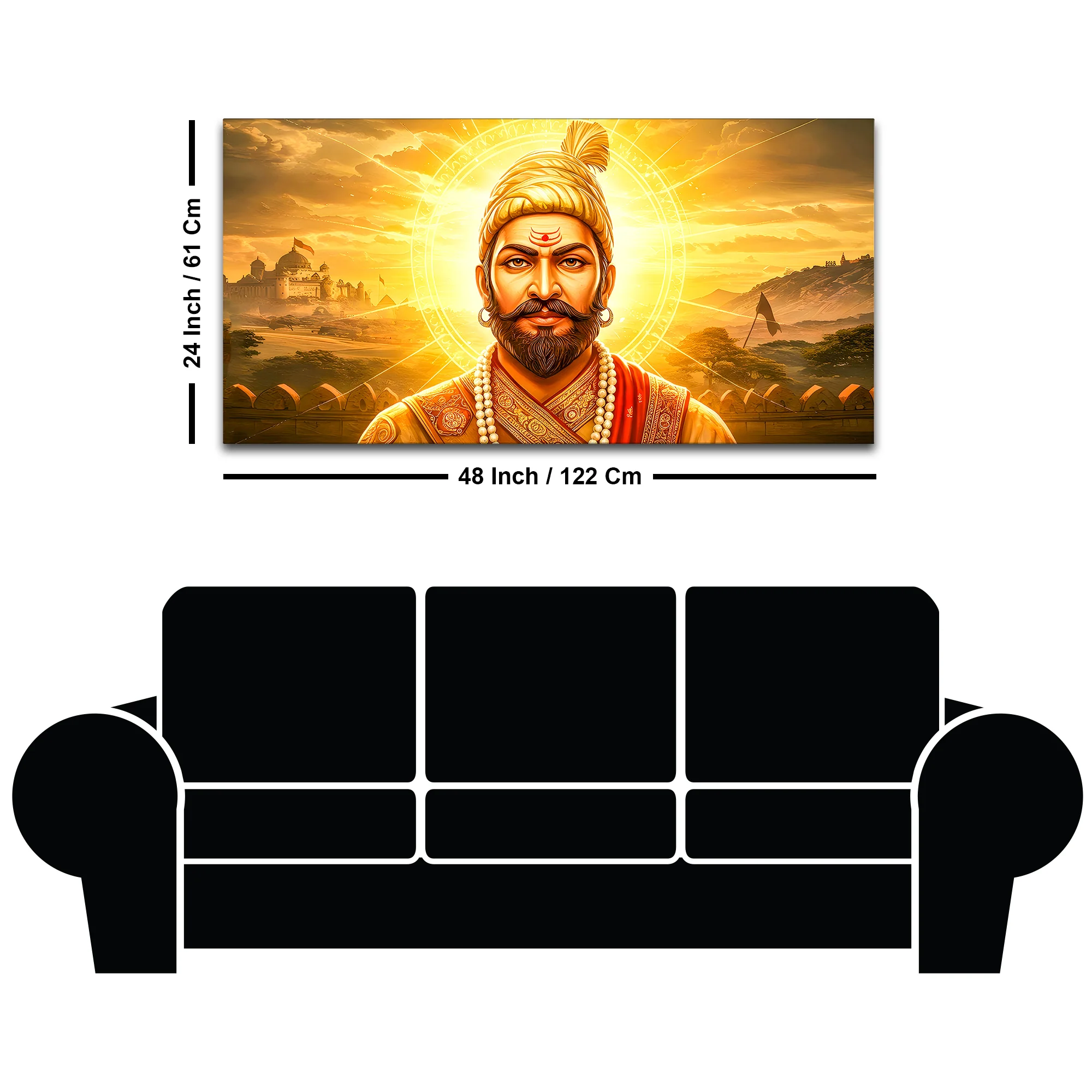 Elegant Indian Royal Warrior Shivaji Maharaj Canvas Painting - Image 8