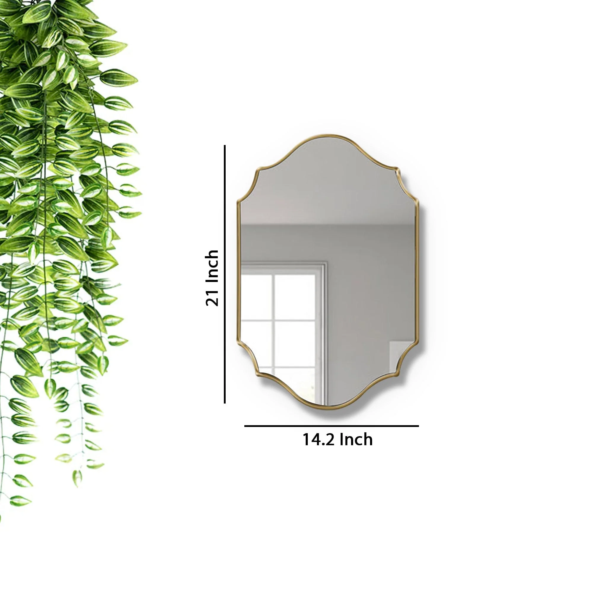 Elegant Irregular Quatrefoil Bathroom Decor Mirror with Golden Wooden Finish - Image 7