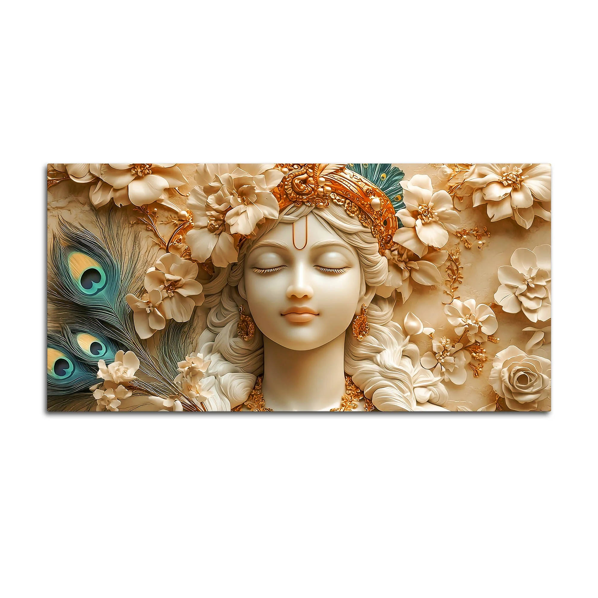 Elegant Lord Krishna Face Canvas Painting – Premium Spiritual Decor - Image 4