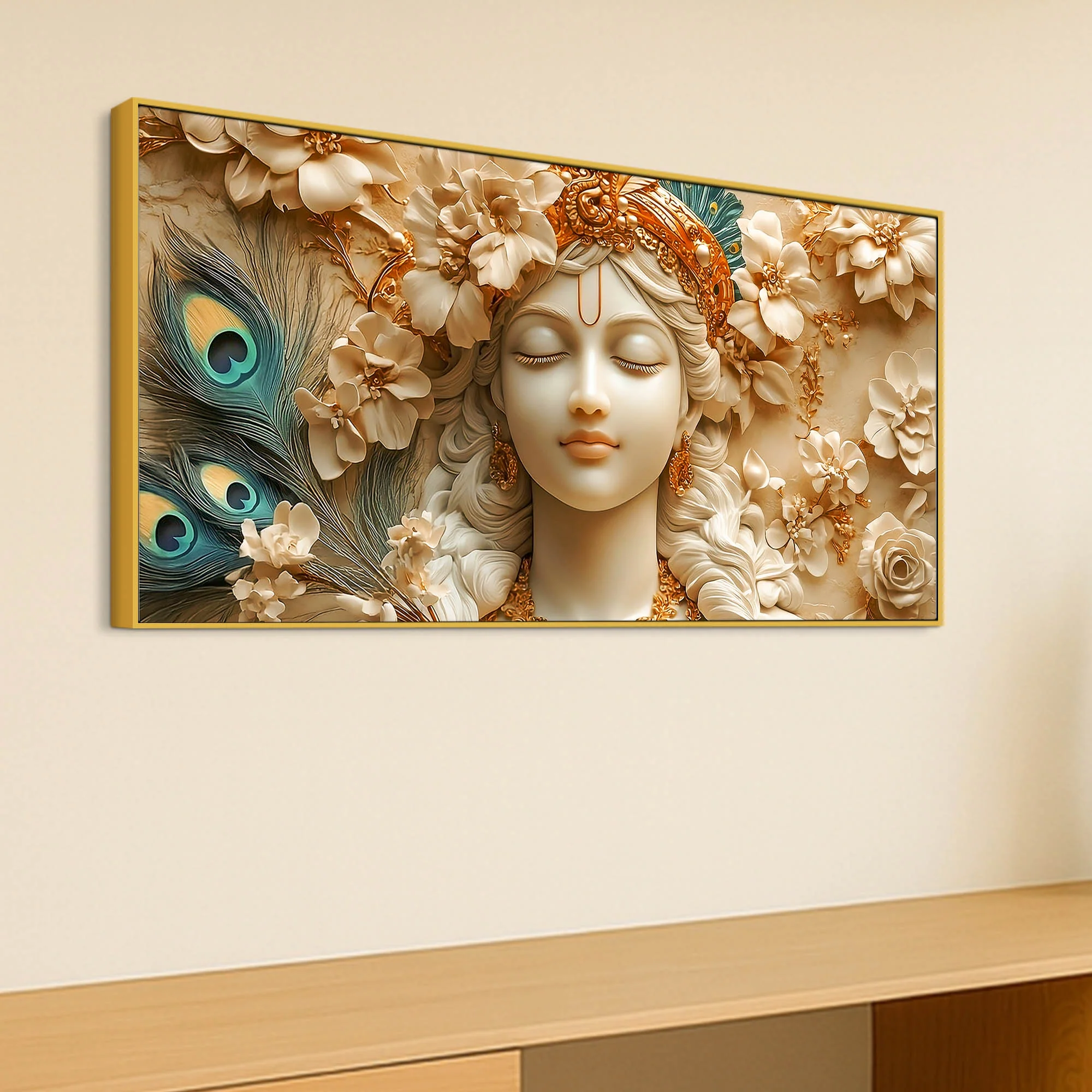 Elegant Lord Krishna Face Canvas Painting – Premium Spiritual Decor - Image 5