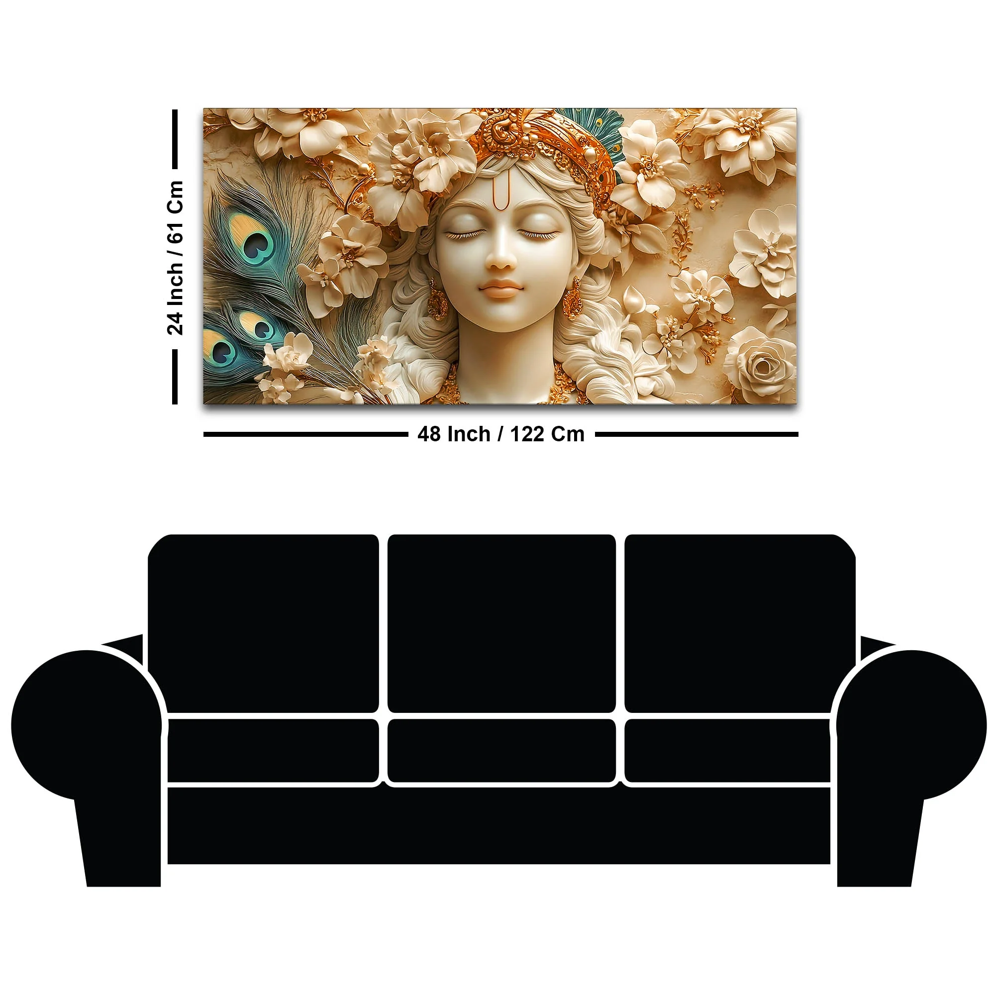 Elegant Lord Krishna Face Canvas Painting – Premium Spiritual Decor - Image 8