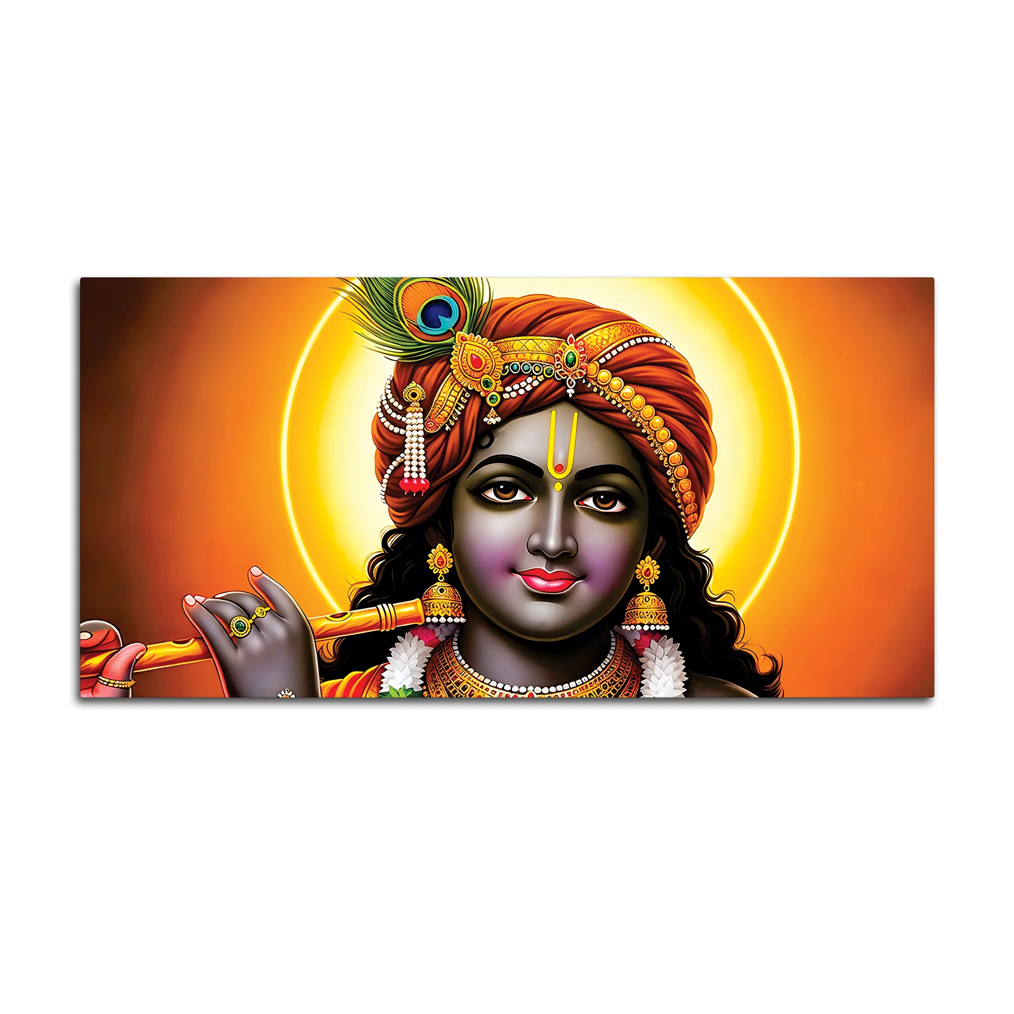 Elegant Lord Krishna Spiritual Canvas Painting for Living Room - Image 4