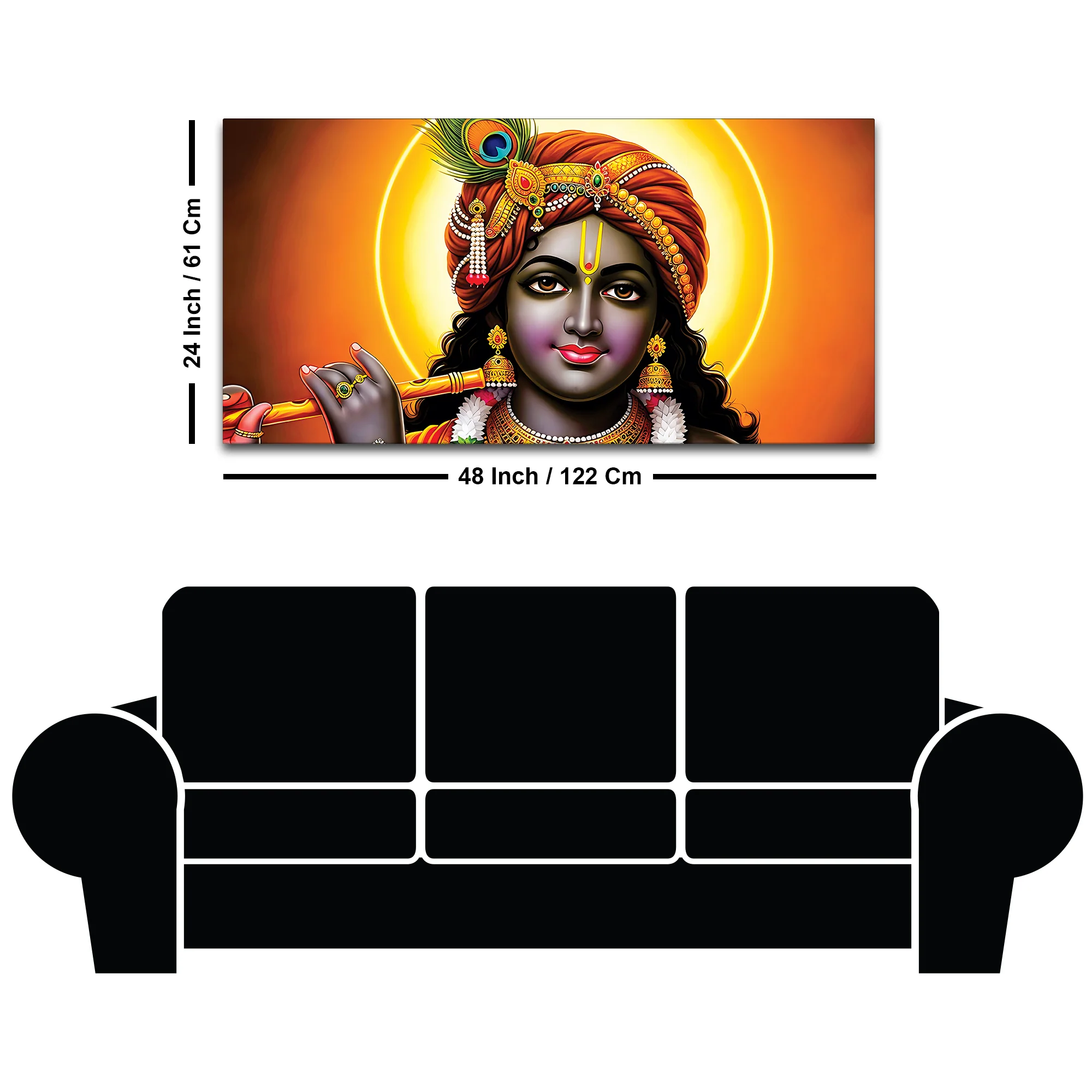 Elegant Lord Krishna Spiritual Canvas Painting for Living Room - Image 8