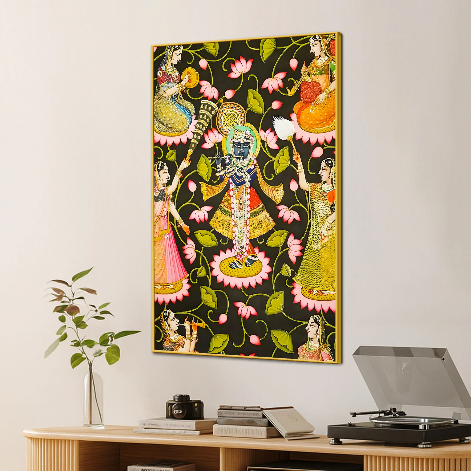 Elegant Lord Shree Krishna & Gopis Canvas Wall Painting - Image 3