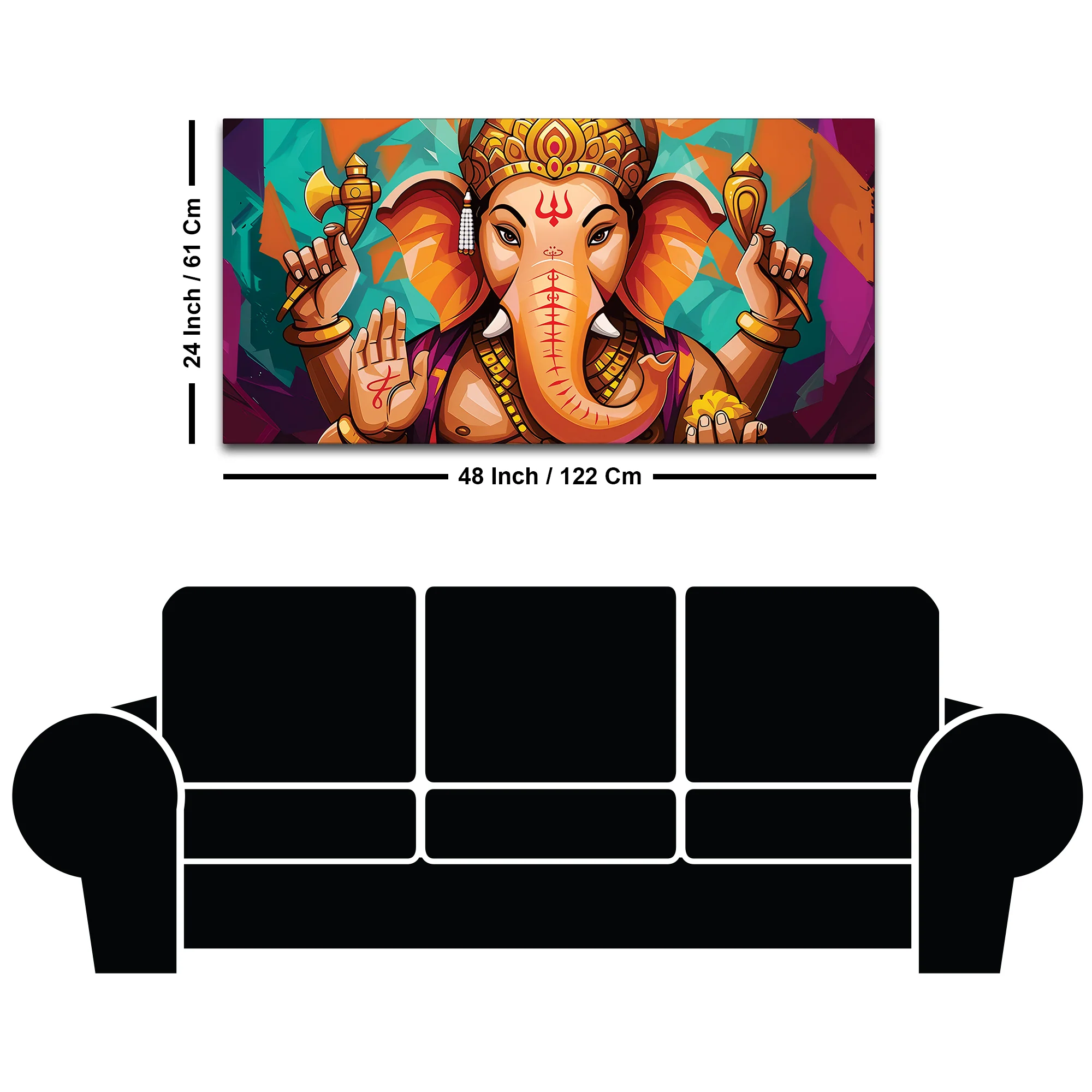 Elegant Lord Shri Ganesha Abstract Colorful Canvas Wall Painting – Contemporary Indian Spiritual Wall Art - Image 7