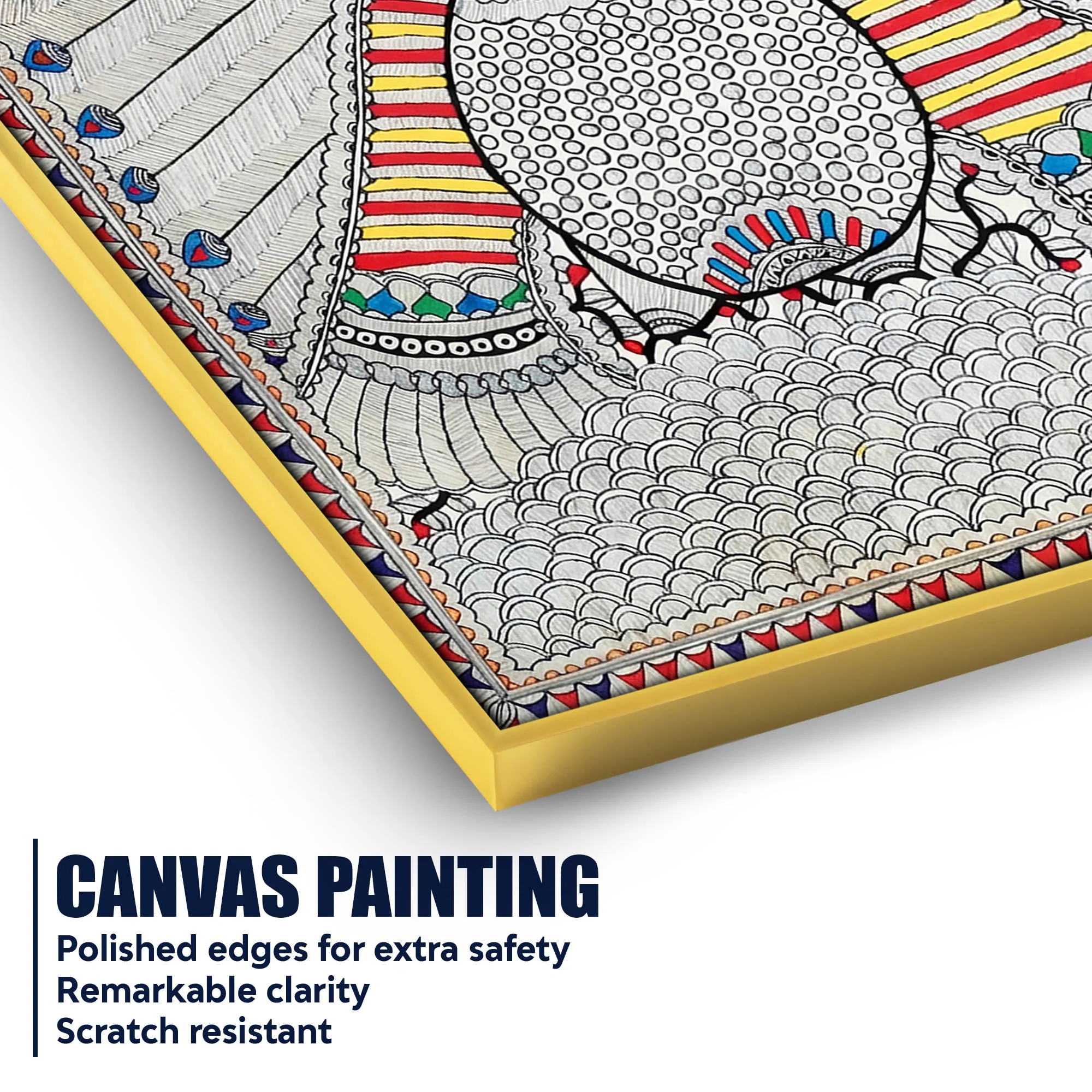 Elegant Madhubani Canvas Painting Traditional for Indian Wall Decor - Image 4