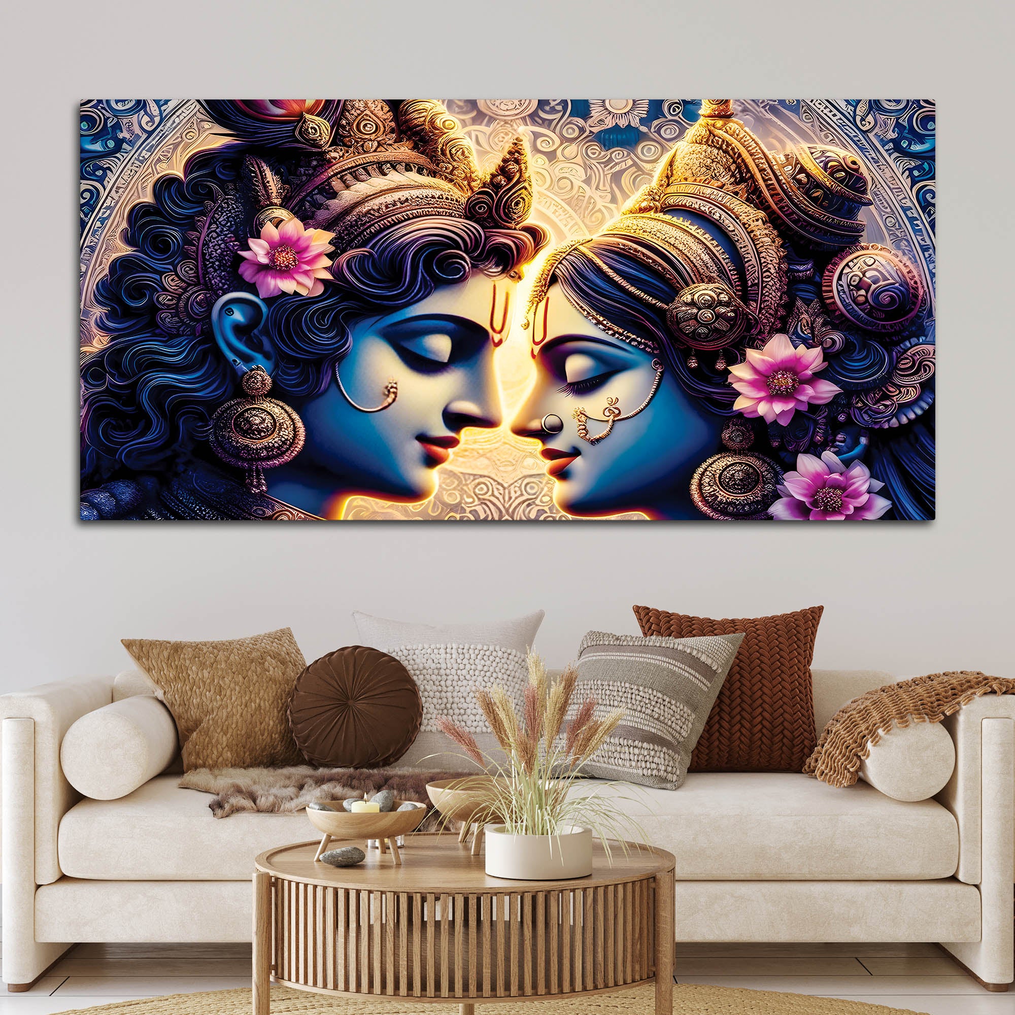 Elegant Radha Krishna Spiritual Painting for Living Room - Image 3