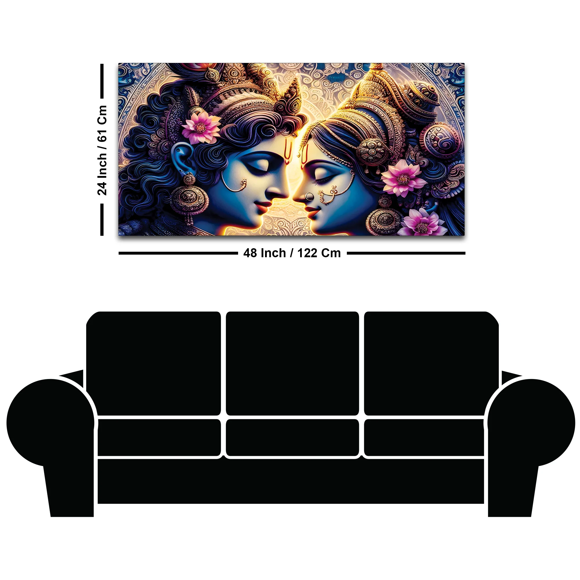 Elegant Radha Krishna Spiritual Painting for Living Room - Image 8