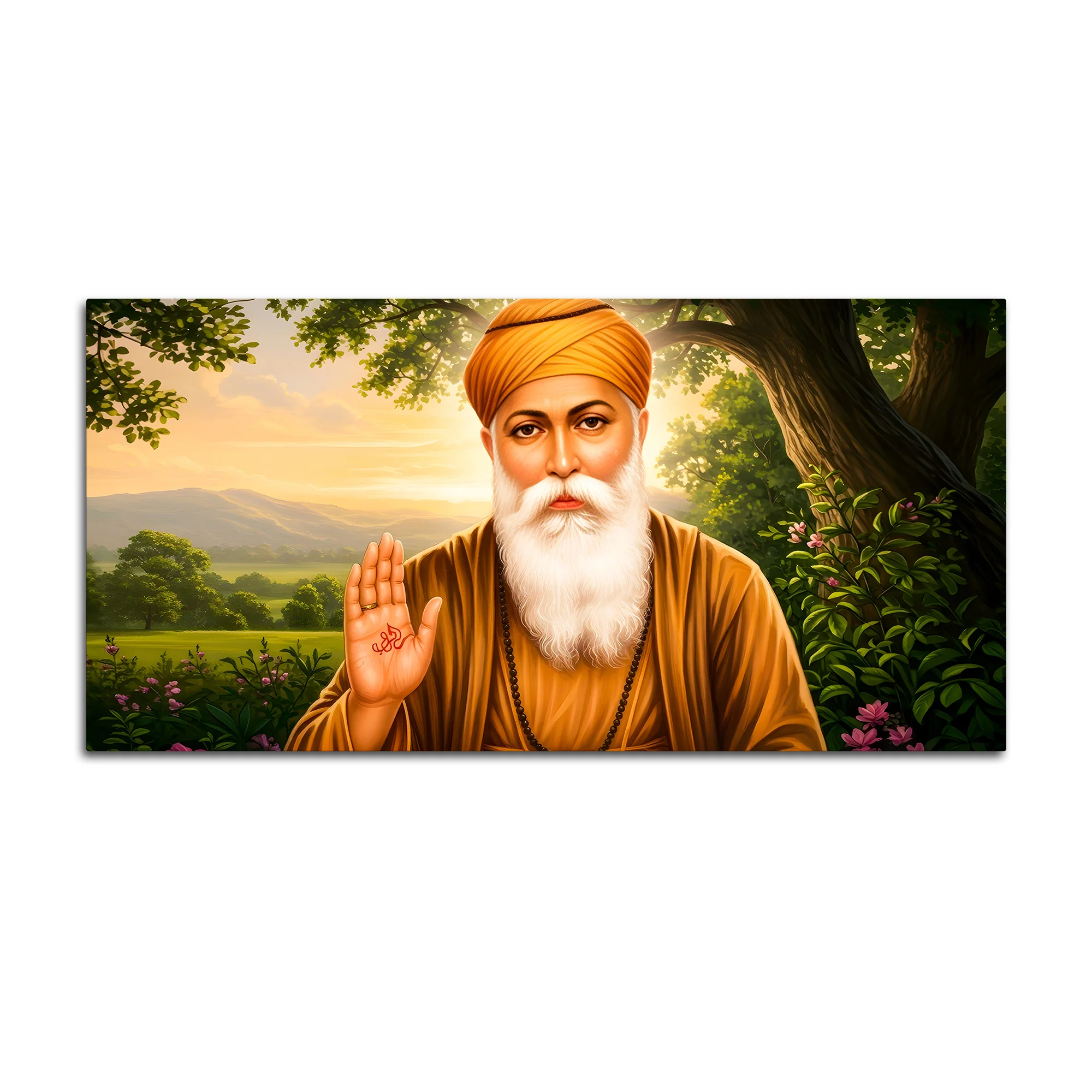 Elegant Sikh Guru Nanak Dev Ji Spiritual Wall Painting for Modern Home - Image 4