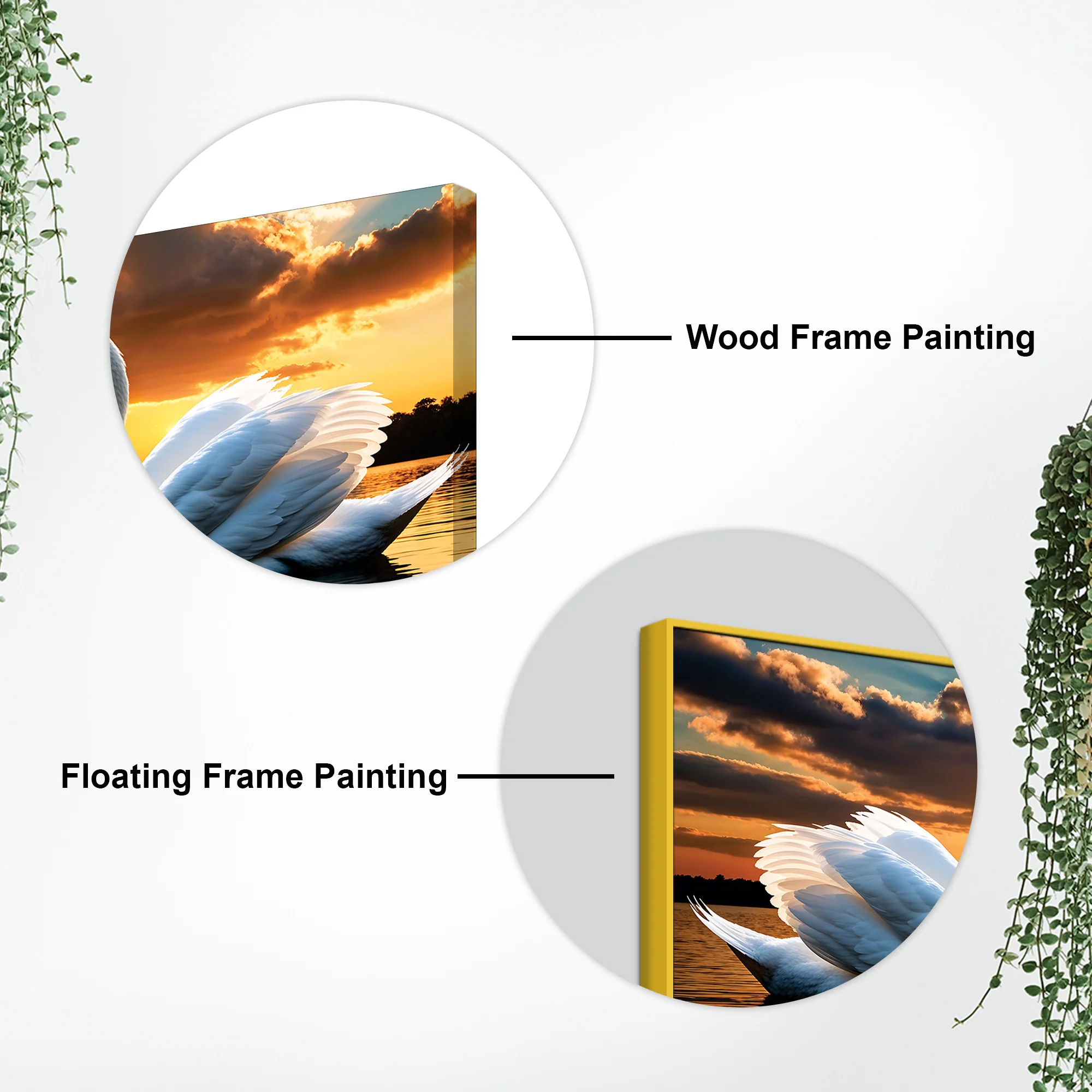 Elegant Swan Couple Wall Painting for Luxury Home Décor - Image 7