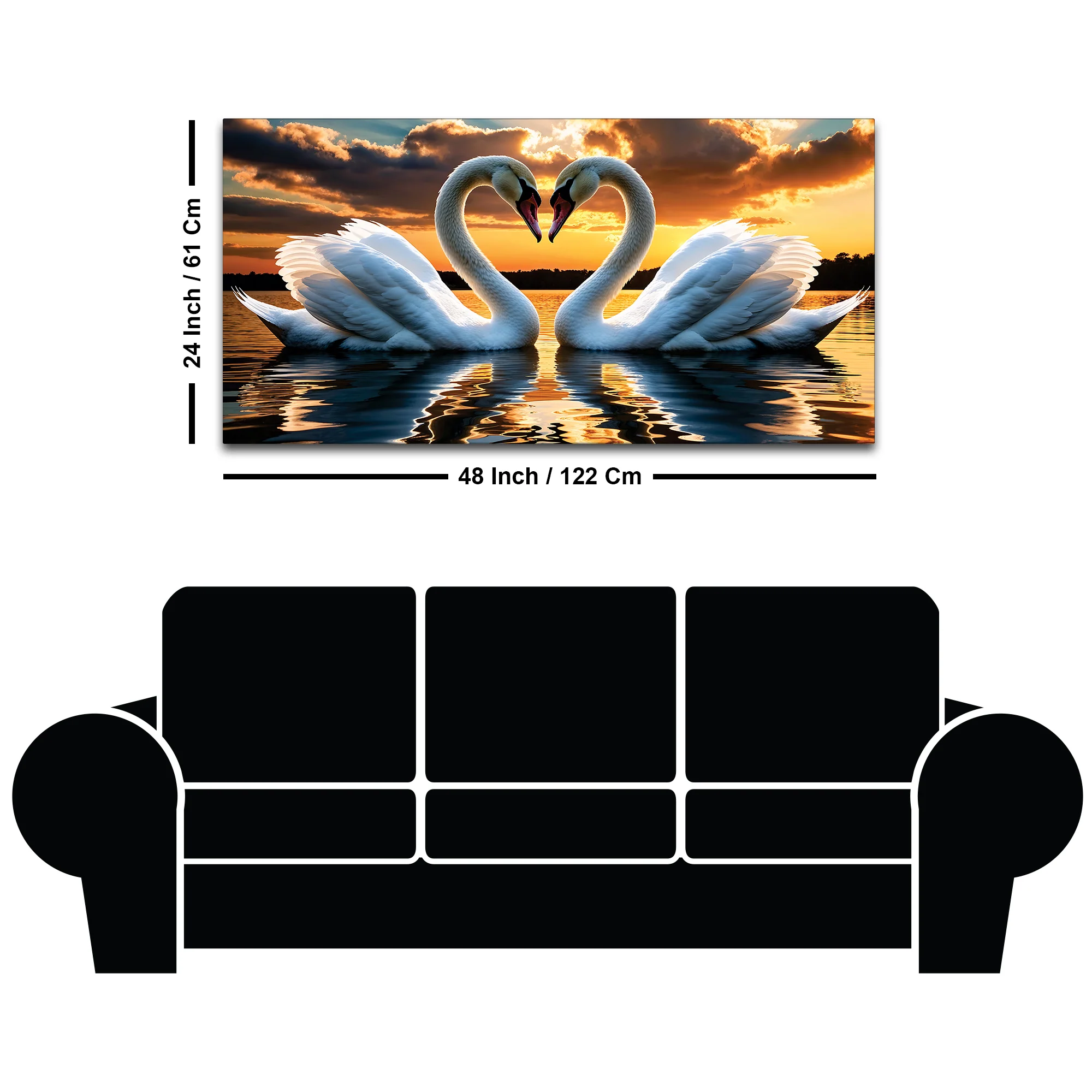 Elegant Swan Couple Wall Painting for Luxury Home Décor - Image 8