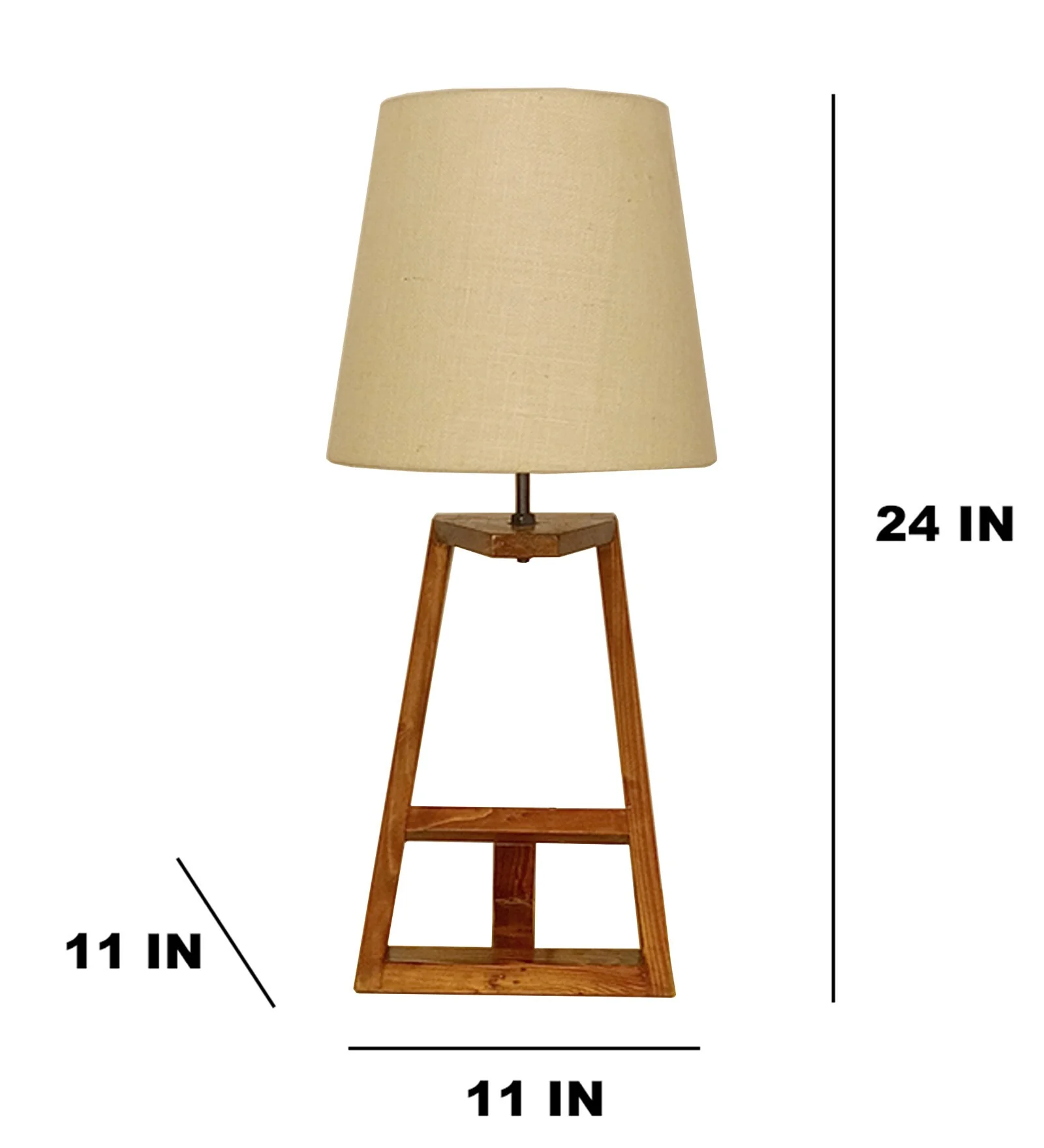 Elegant Table Lamp with Brown Base and Premium White Fabric Lampshade - Image 4