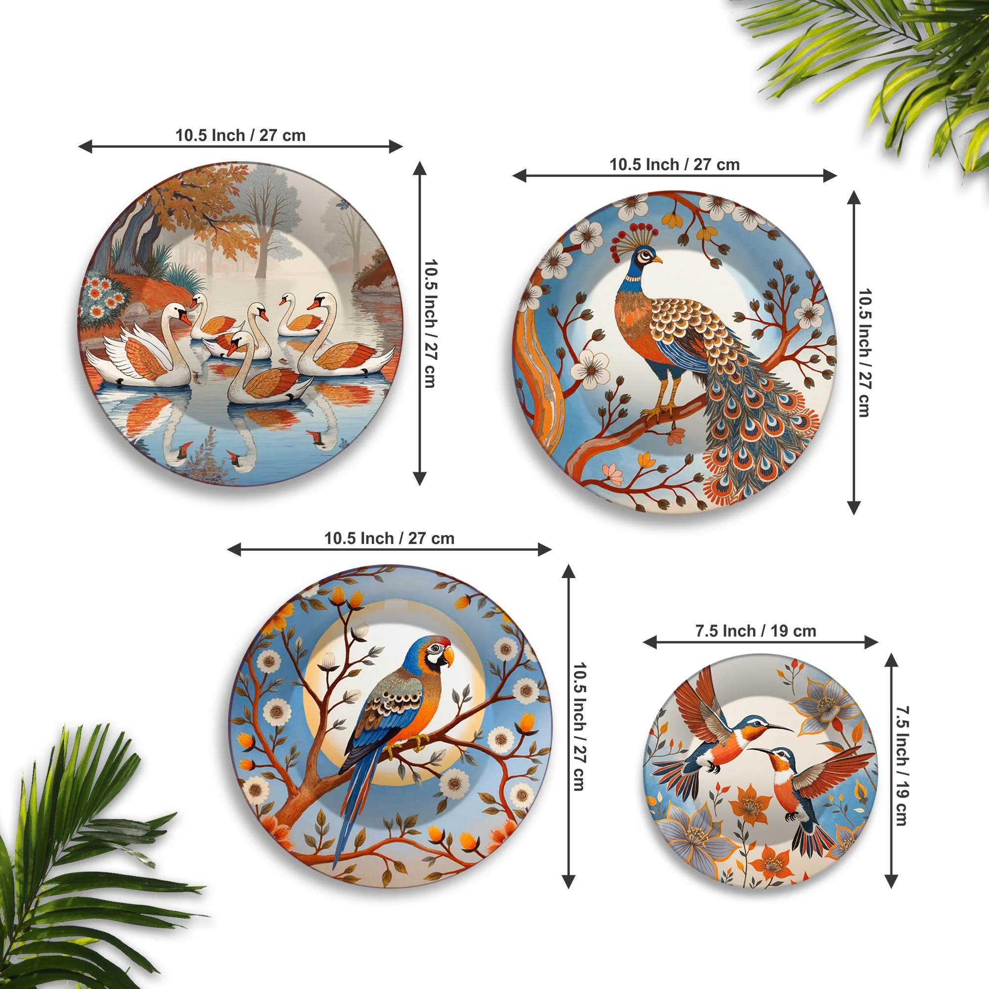 Elegant Vintage Birds Premium Wall Plates Painting Set of Four - Image 6
