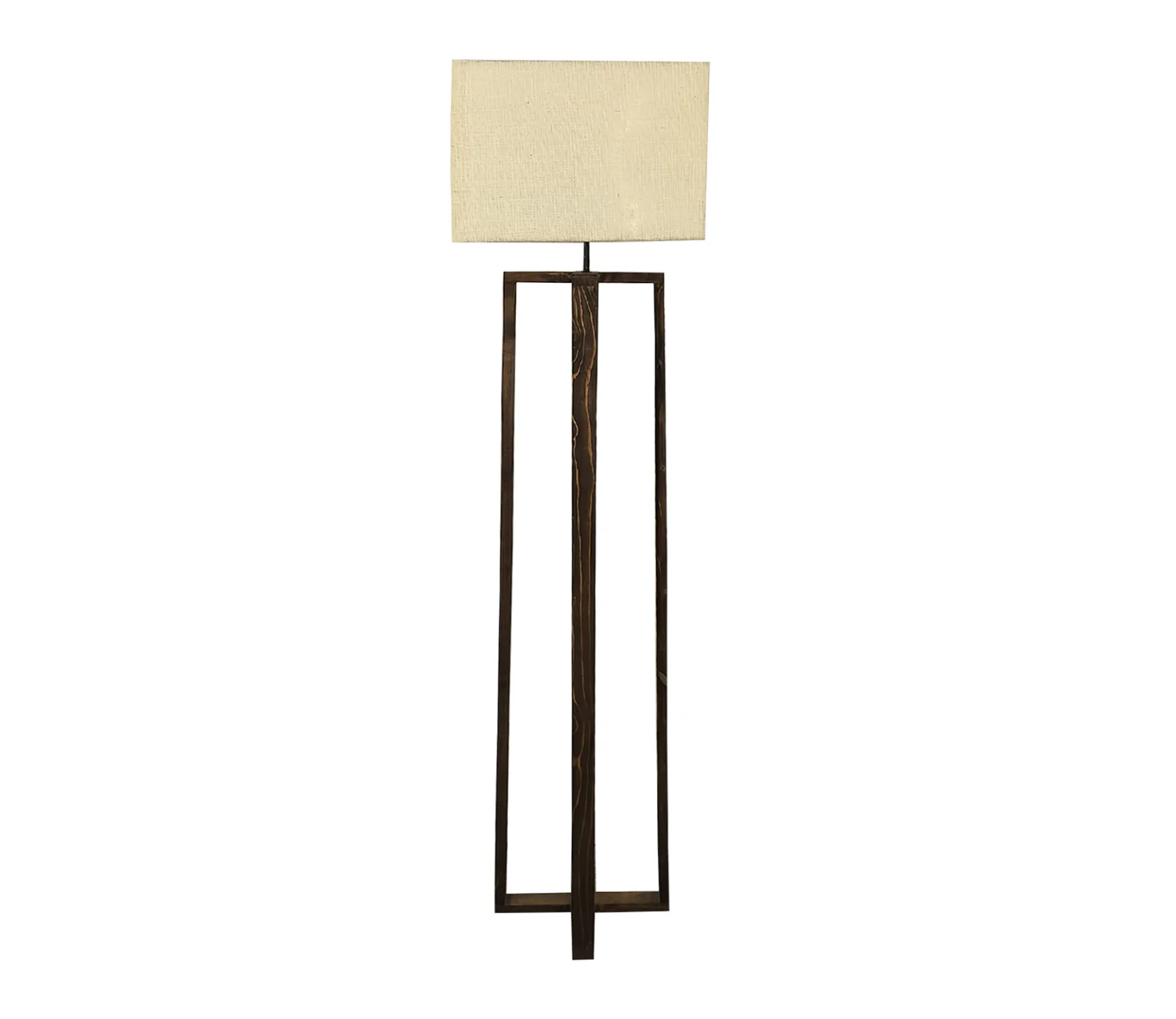 Elegant Wooden Floor Lamp with Brown Base and Beige Color Fabric - Image 8