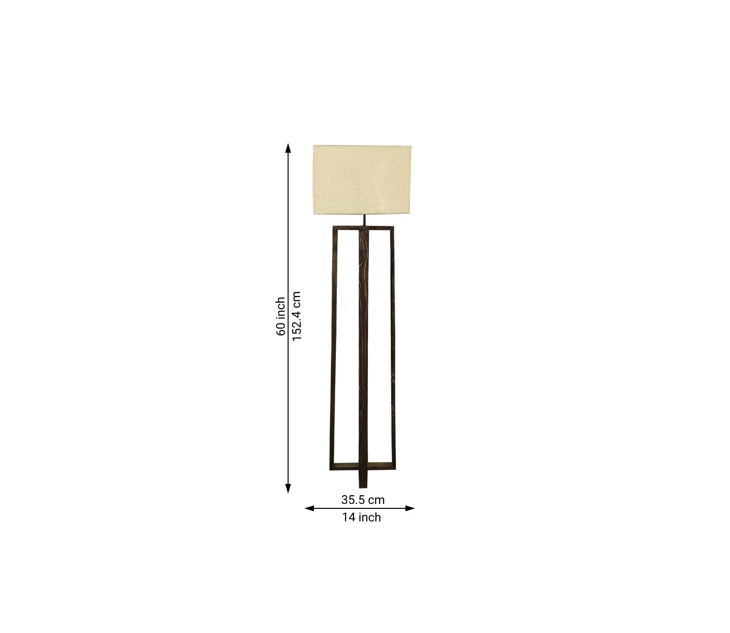 Elegant Wooden Floor Lamp with Brown Base and Beige Color Fabric - Image 9