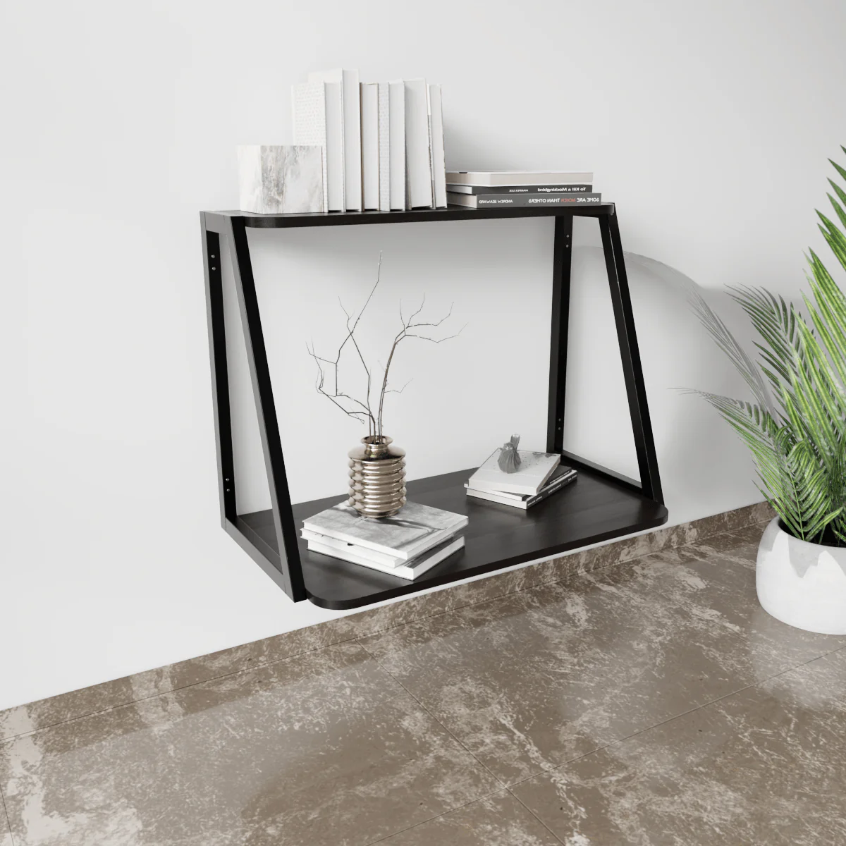 Elegant Wooden Wall Mounted Desk for Books & Display Decor - Image 19