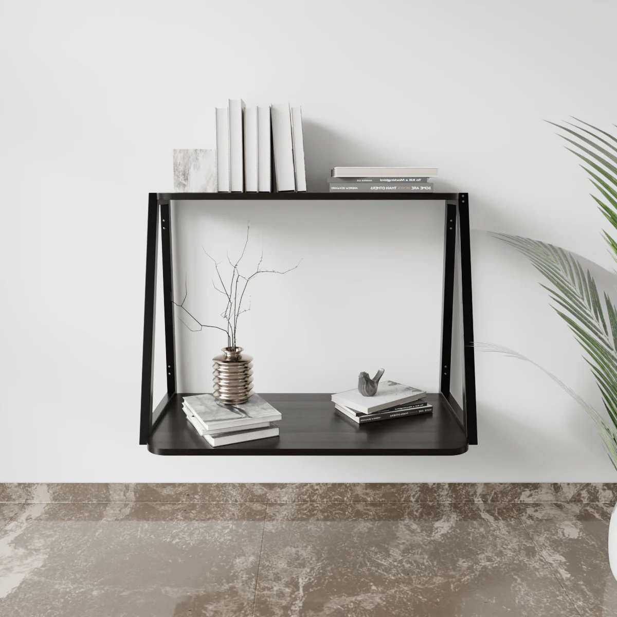 Elegant Wooden Wall Mounted Desk for Books & Display Decor - Image 20
