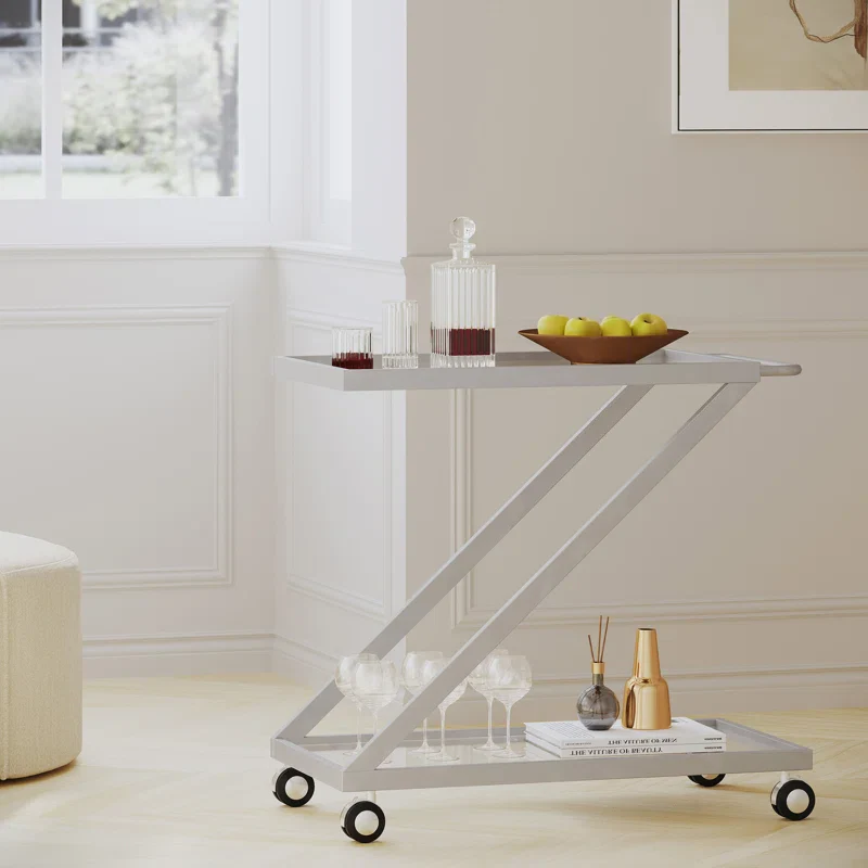 Elegant Z-Leg Serving Trolley in Metal Finish - Image 2