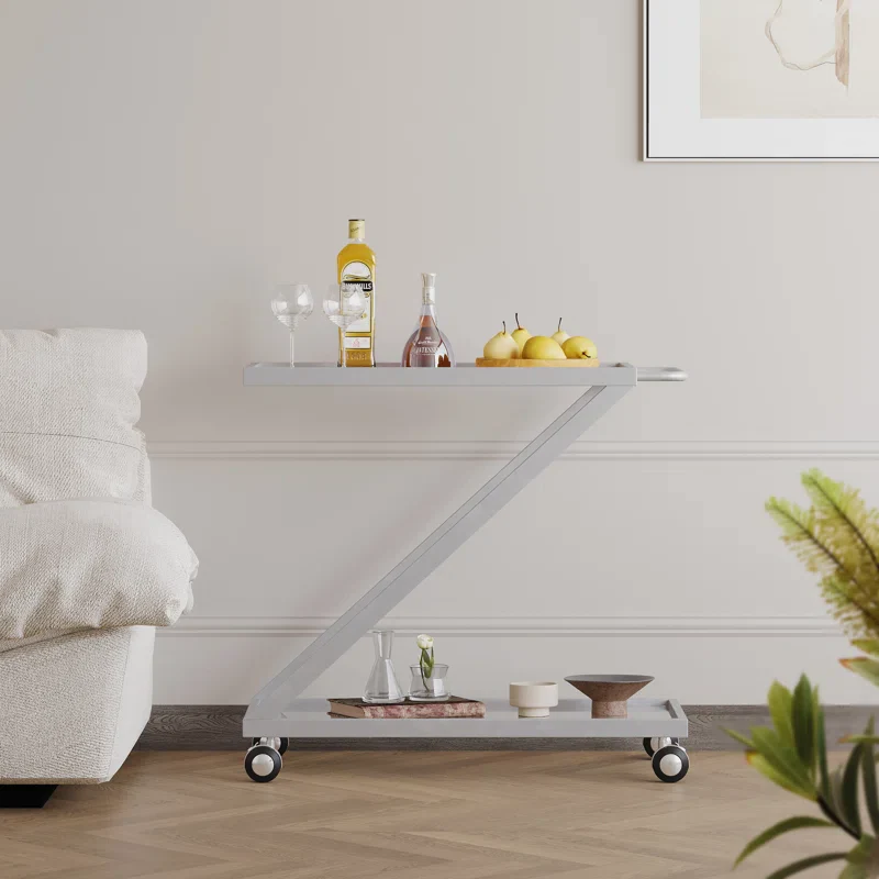 Elegant Z-Leg Serving Trolley in Metal Finish - Image 3