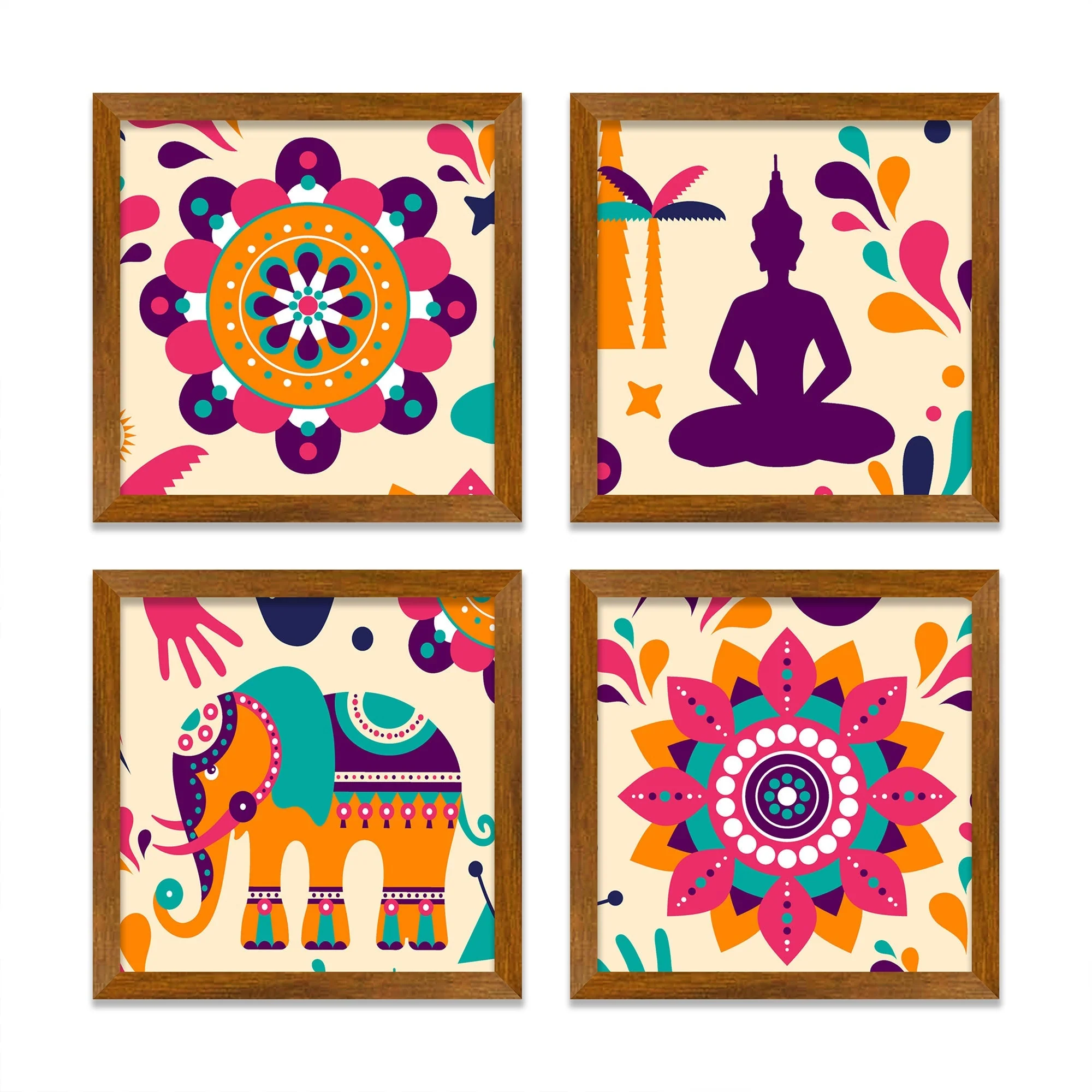 Elements Seamless Decorative Pattern Design Wall Frame Set of Four - Image 3