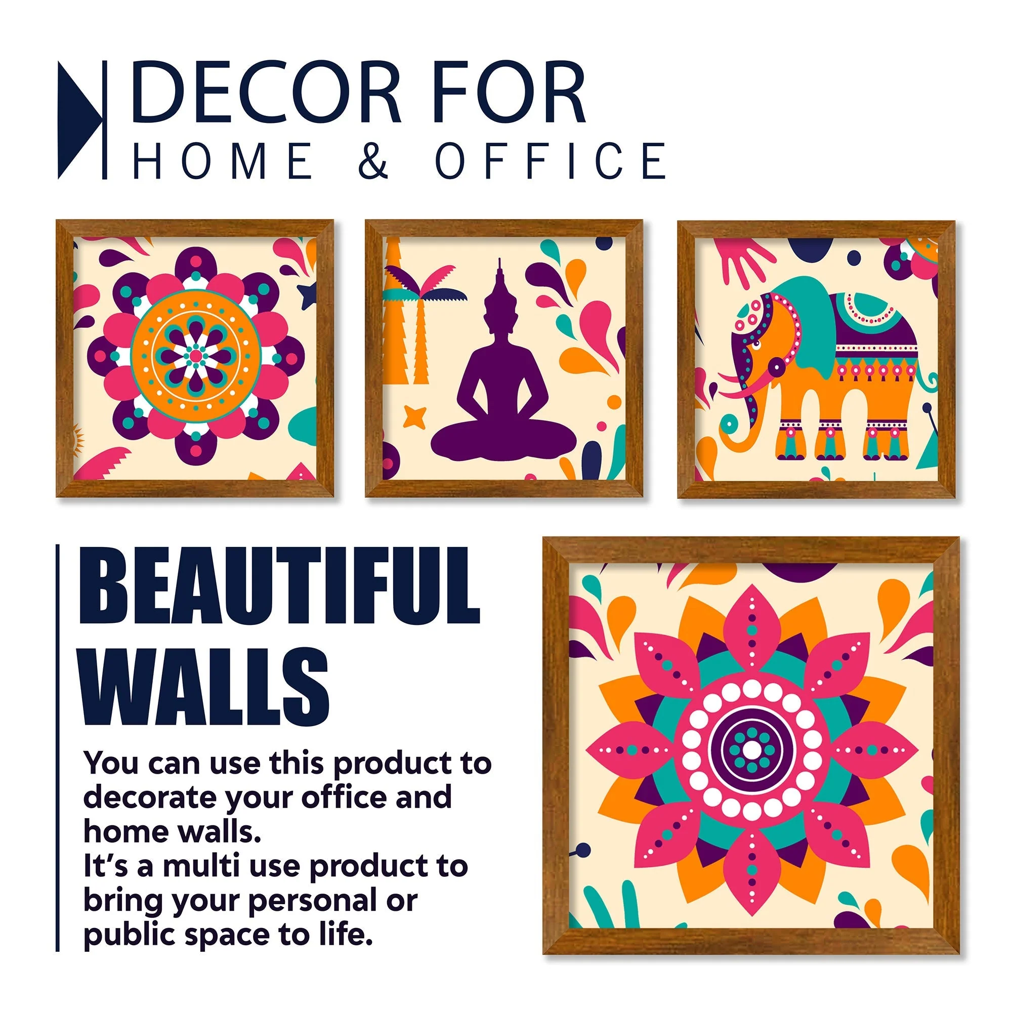 Elements Seamless Decorative Pattern Design Wall Frame Set of Four - Image 4