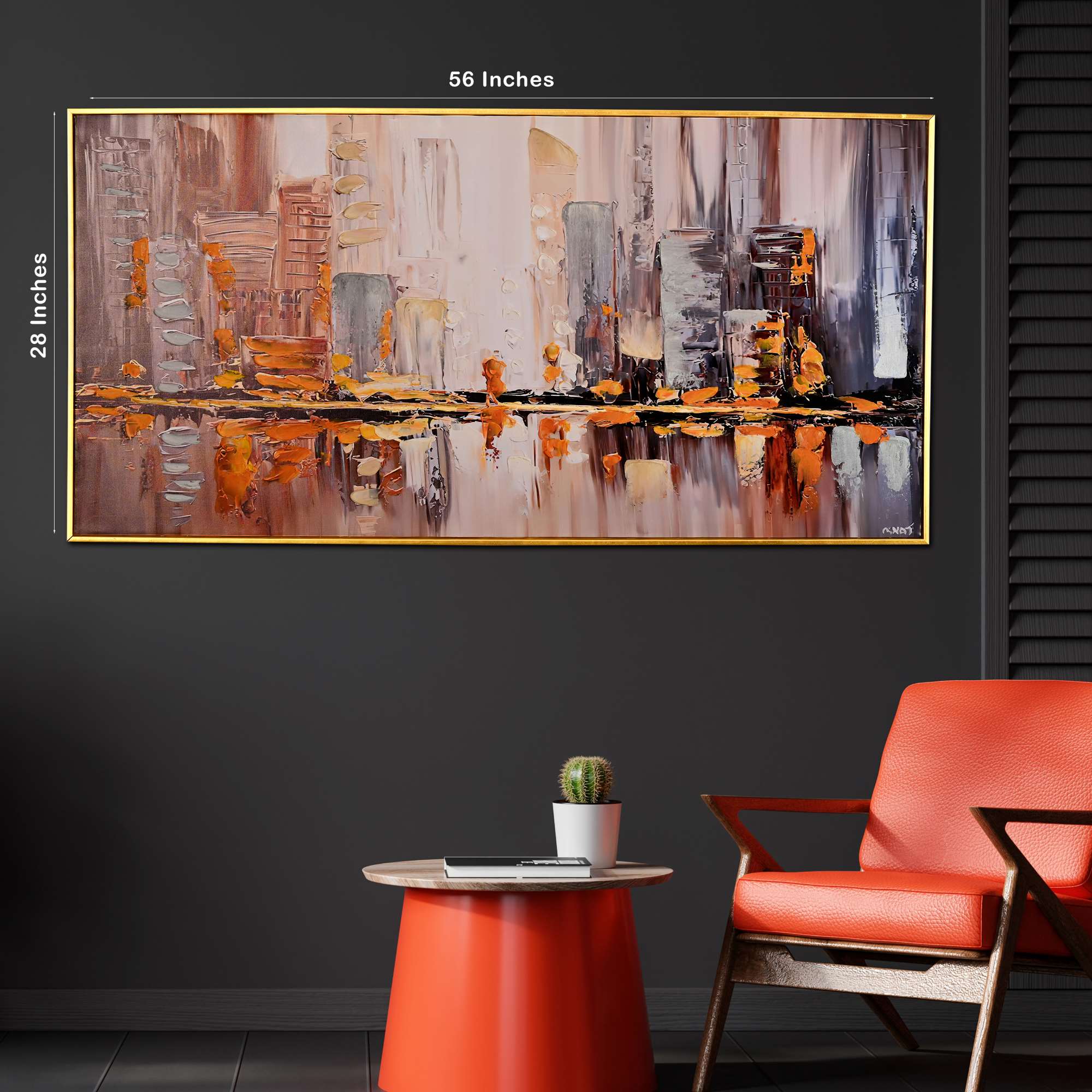 Ethereal Shore Abstract Hand Painted Wall Painting with Floating Frame - Image 2