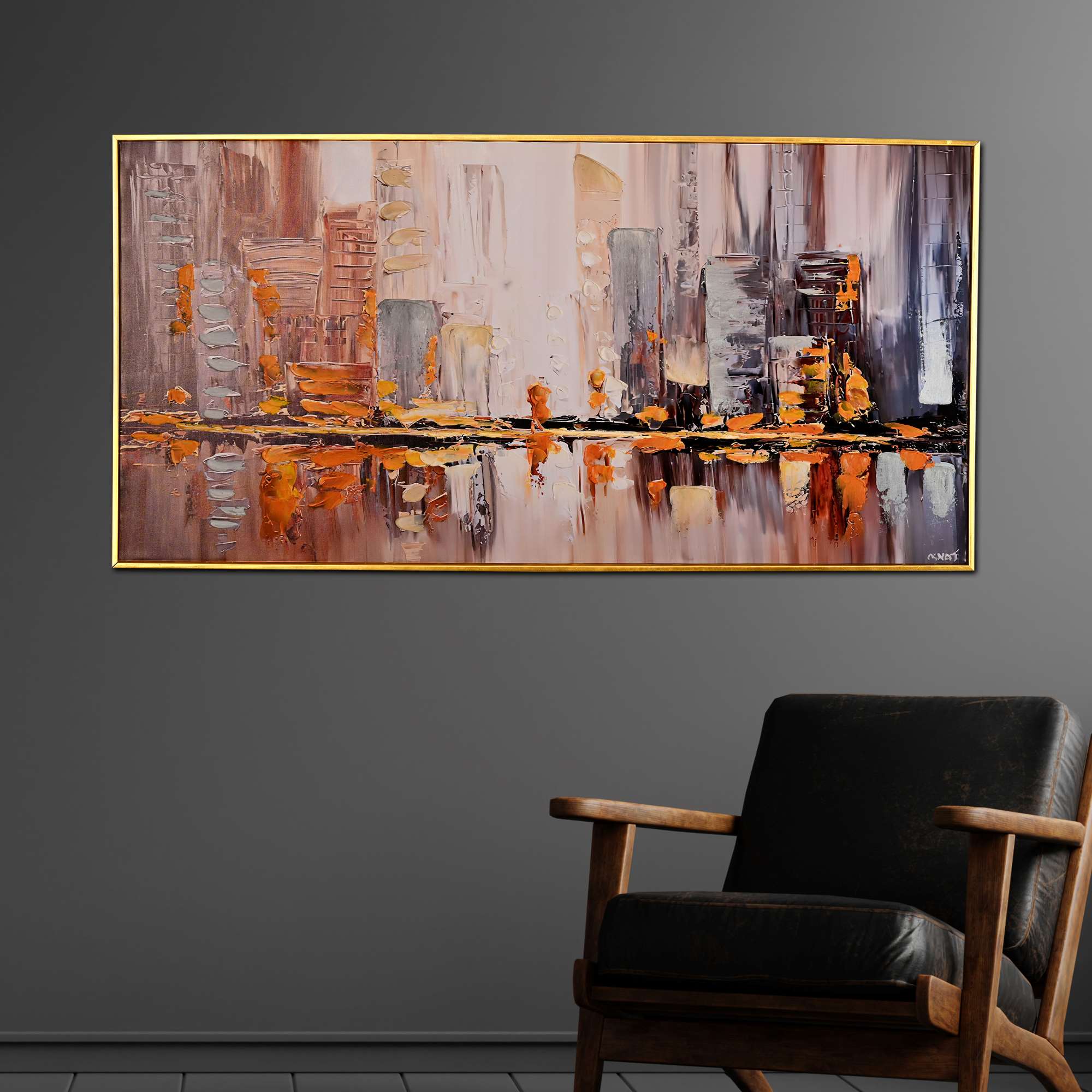 Ethereal Shore Abstract Hand Painted Wall Painting with Floating Frame - Image 4