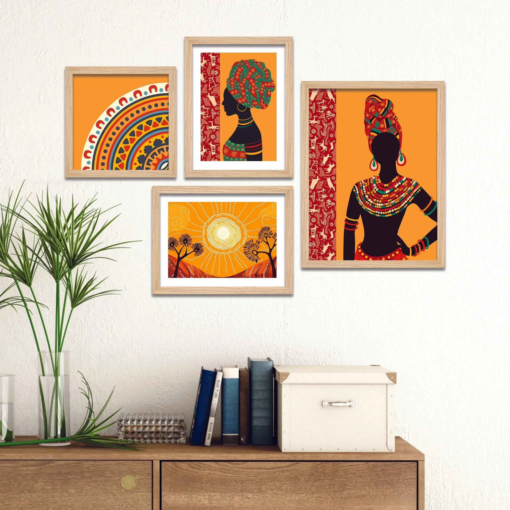 Ethnic African Woman Art Wall Frame Set of Four - Image 3