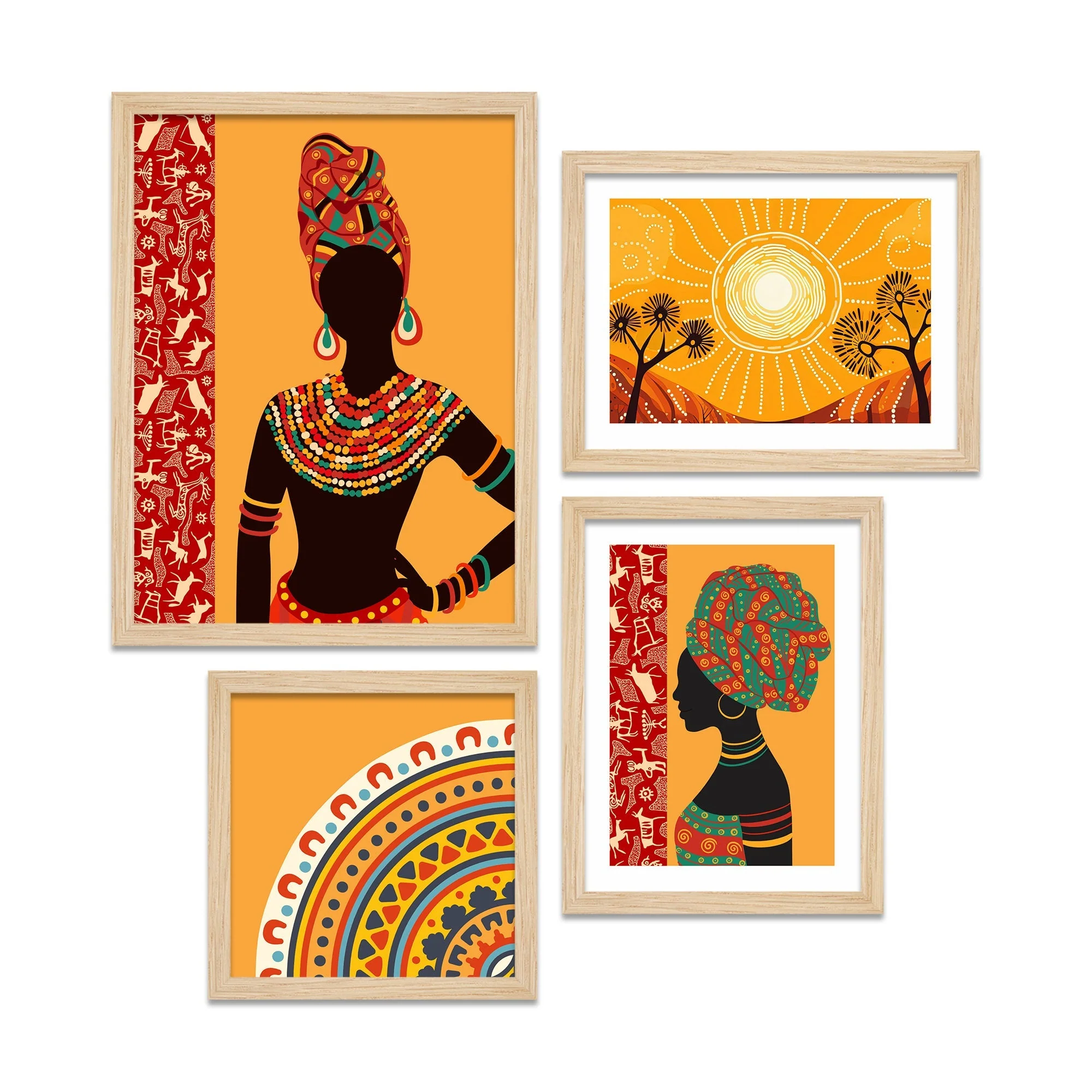 Ethnic African Woman Art Wall Frame Set of Four - Image 4