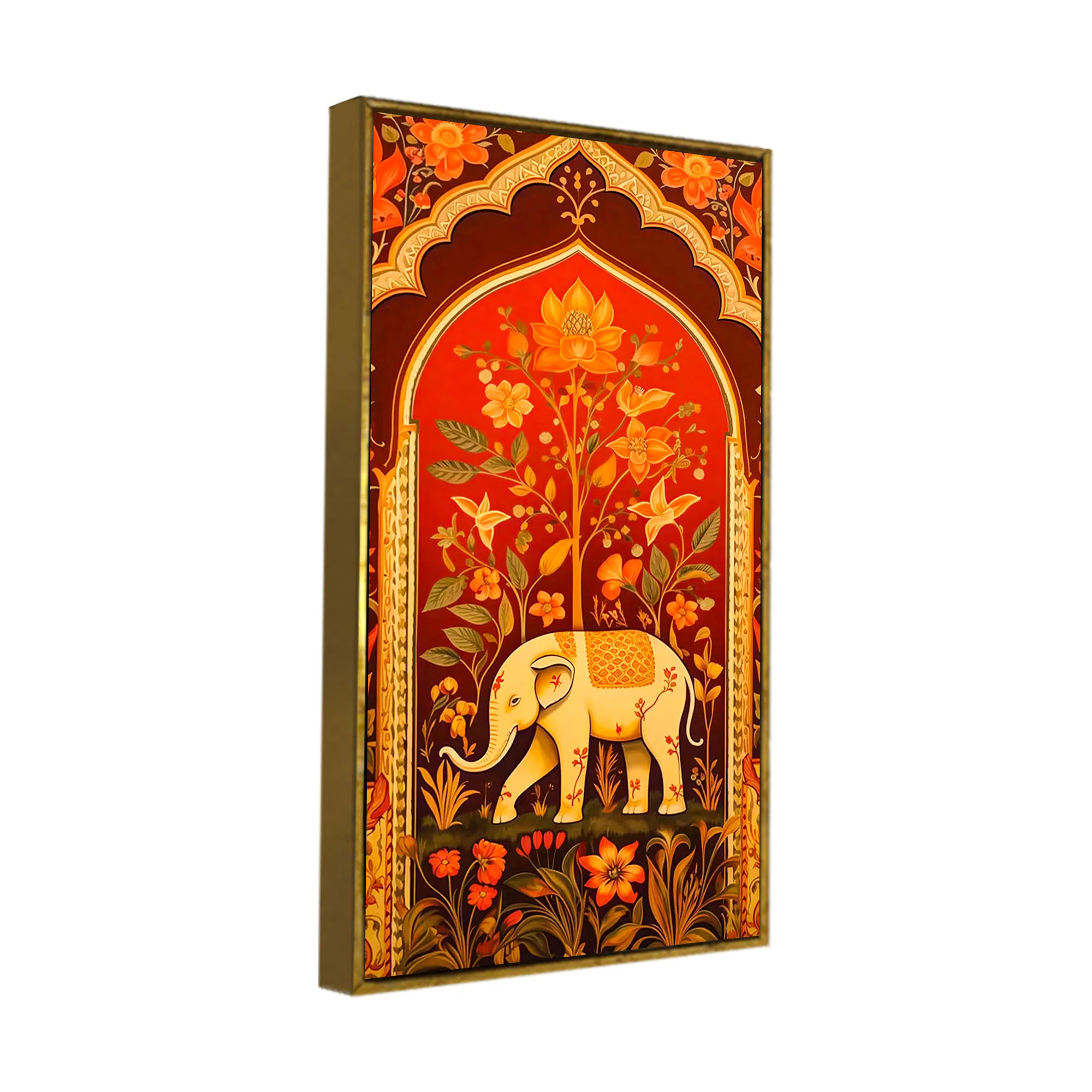 Ethnic Elephant Canvas Painting | Floral Indian Wall Art for Home Decor - Image 6