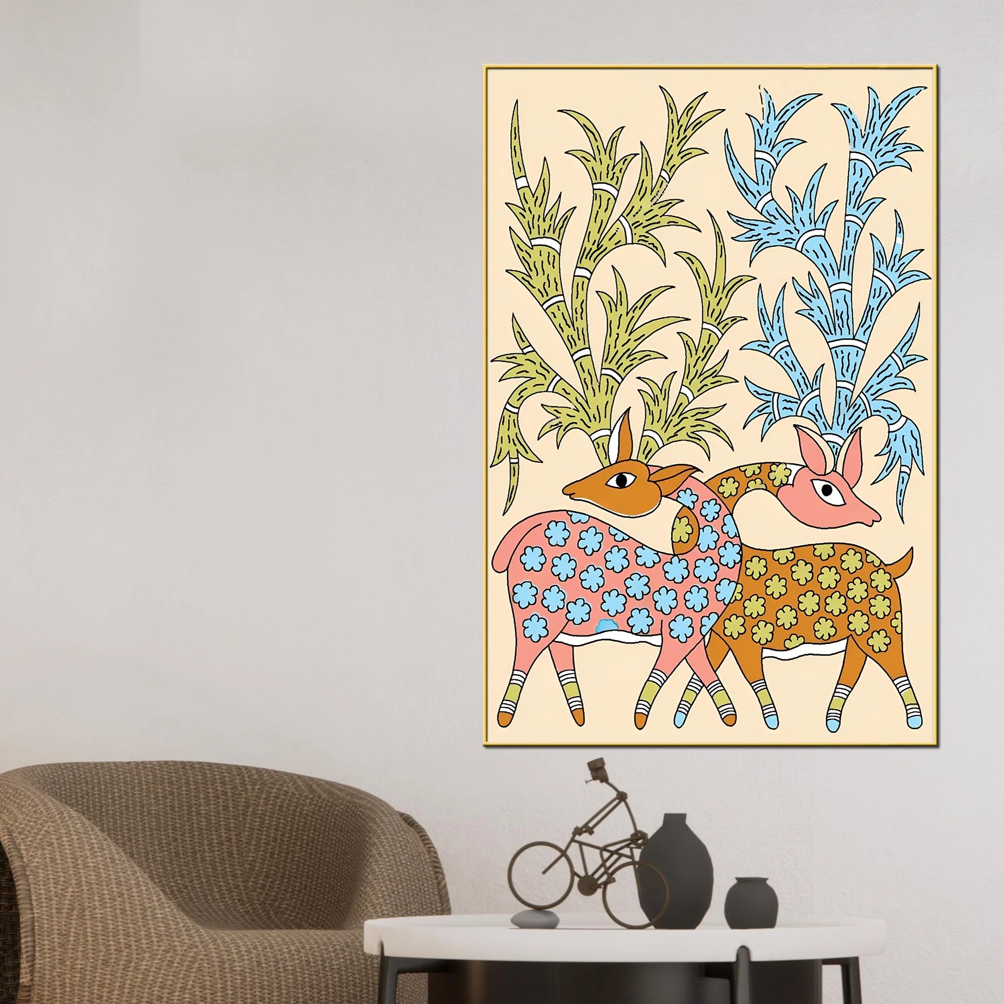 Ethnic Indian Canvas Painting | Nature Inspired Wall Art - Image 2