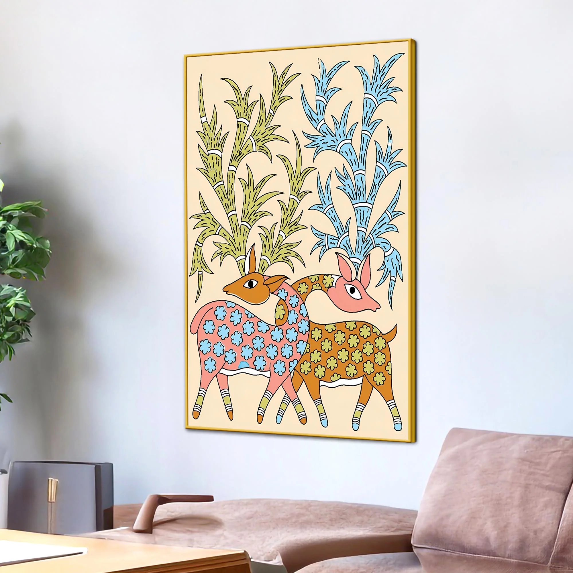 Ethnic Indian Canvas Painting | Nature Inspired Wall Art - Image 3