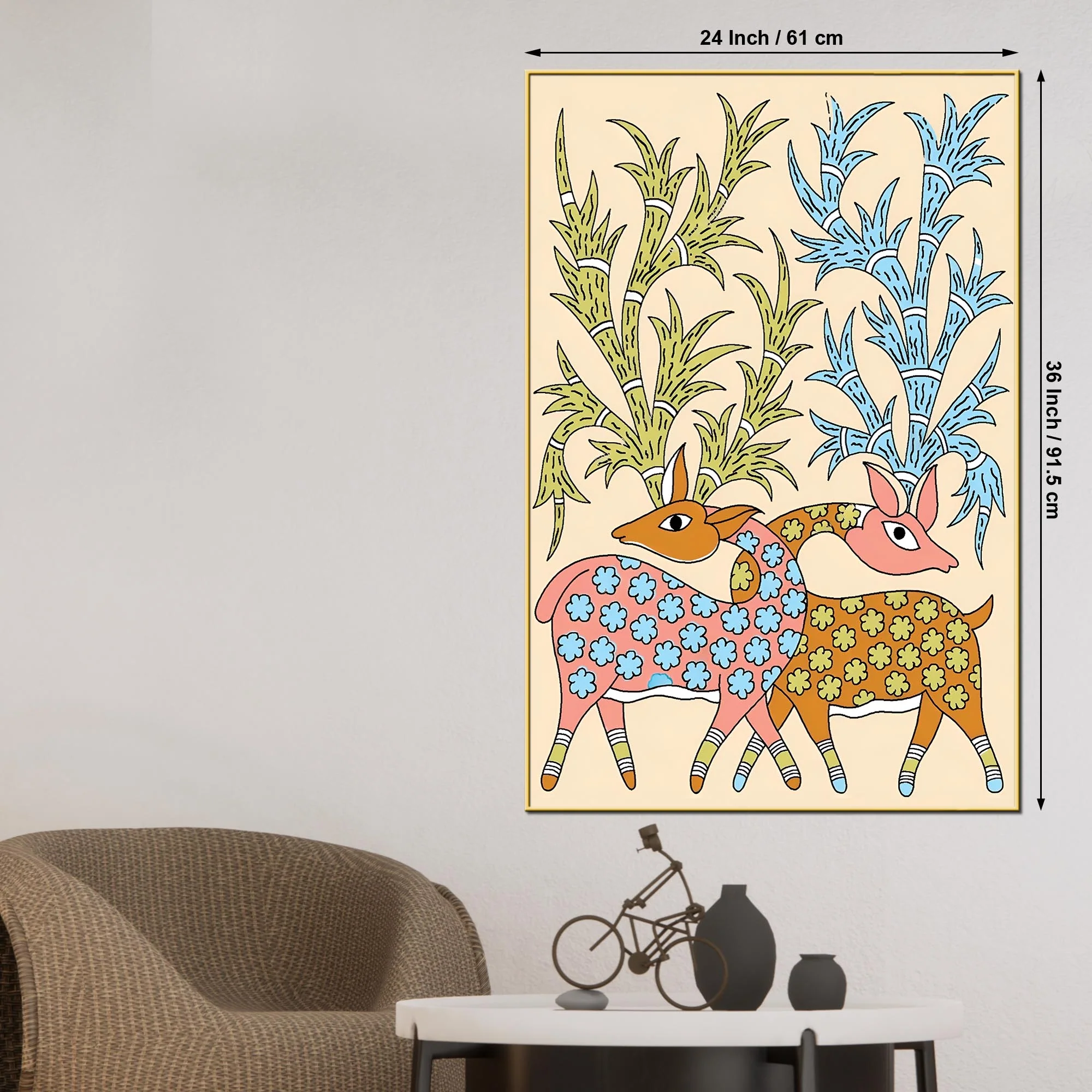 Ethnic Indian Canvas Painting | Nature Inspired Wall Art - Image 5