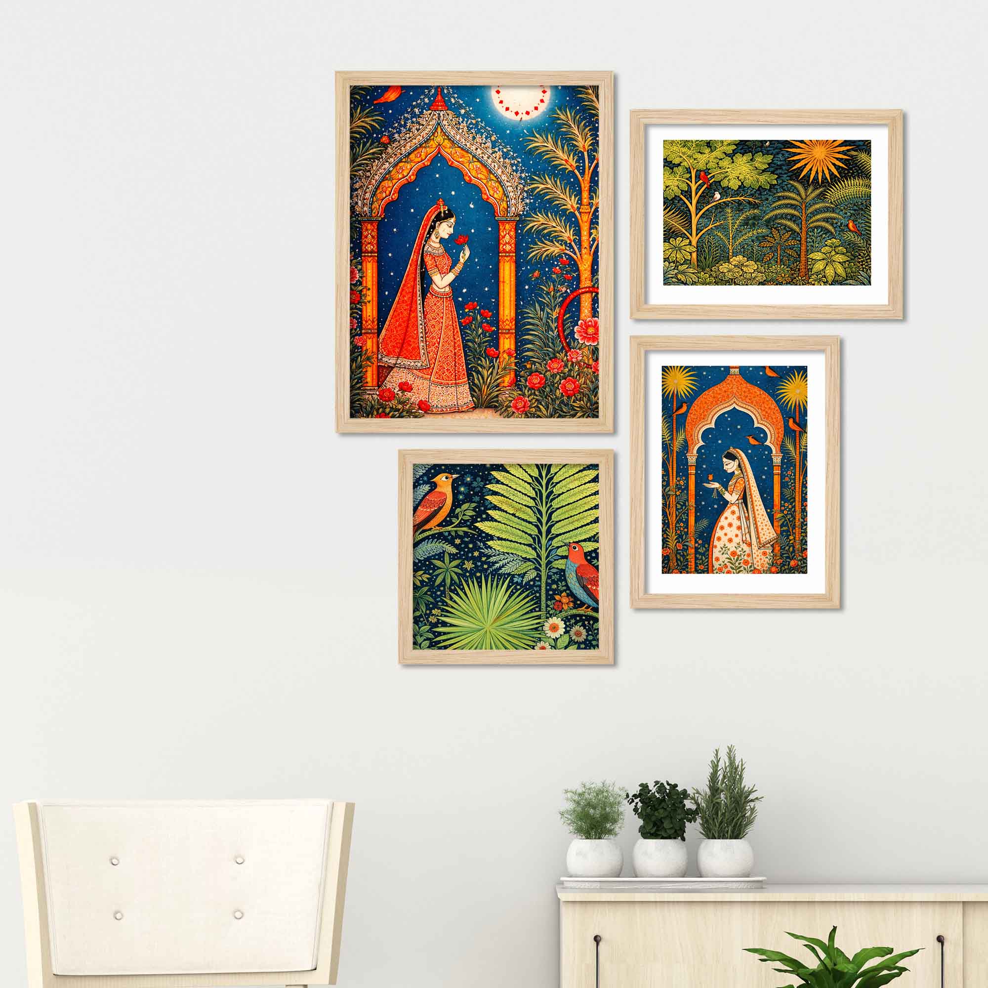 Ethnic Indian Garden Wall Frame Set of Four - Image 2