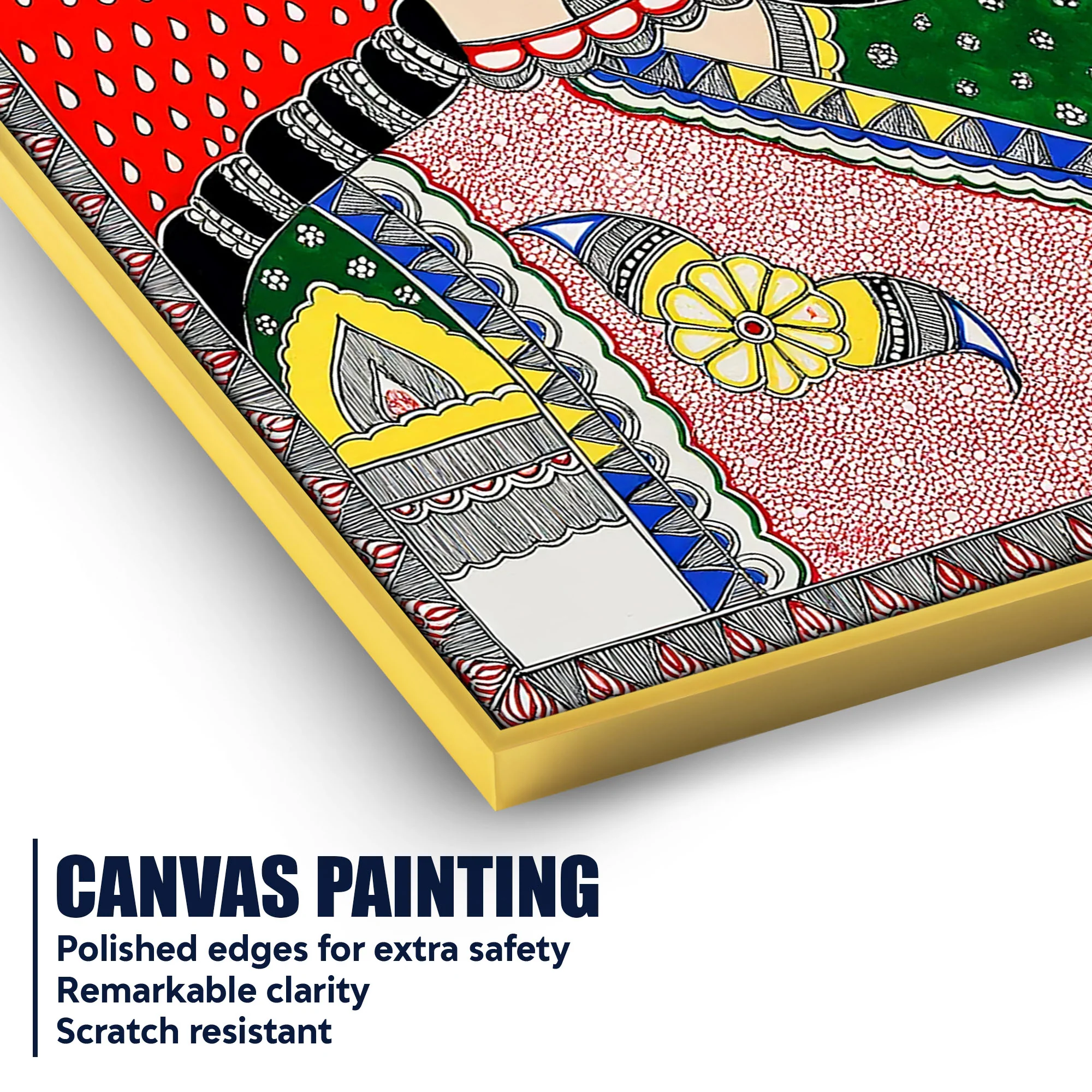 Ethnic Indian Lady Madhubani Canvas Painting - Image 4